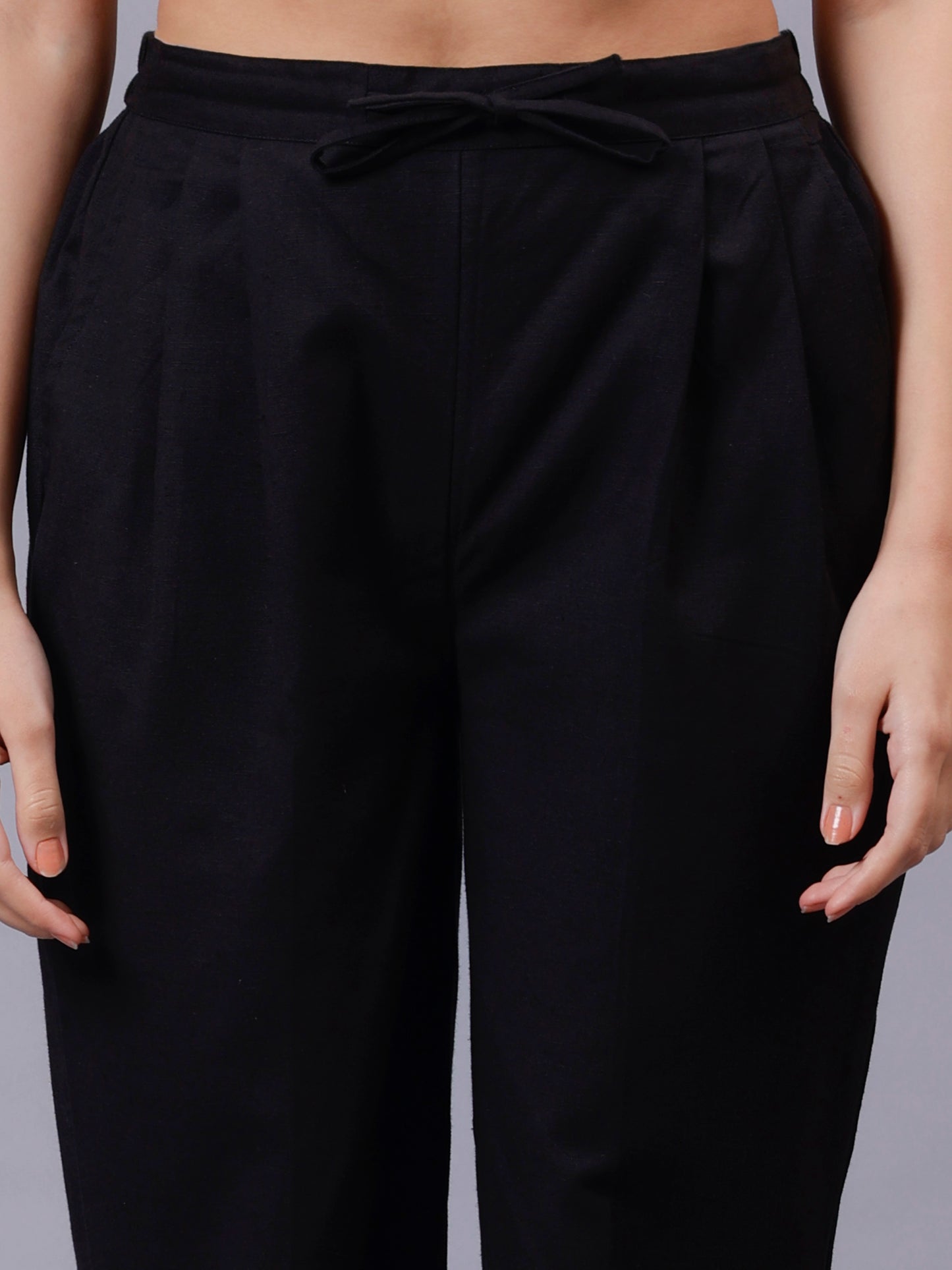 Black Cotton Linen Pant