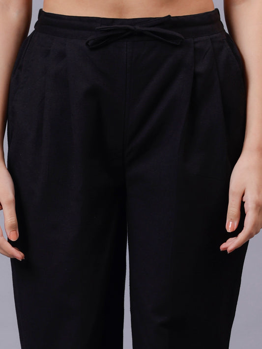 Black Cotton Linen Pant