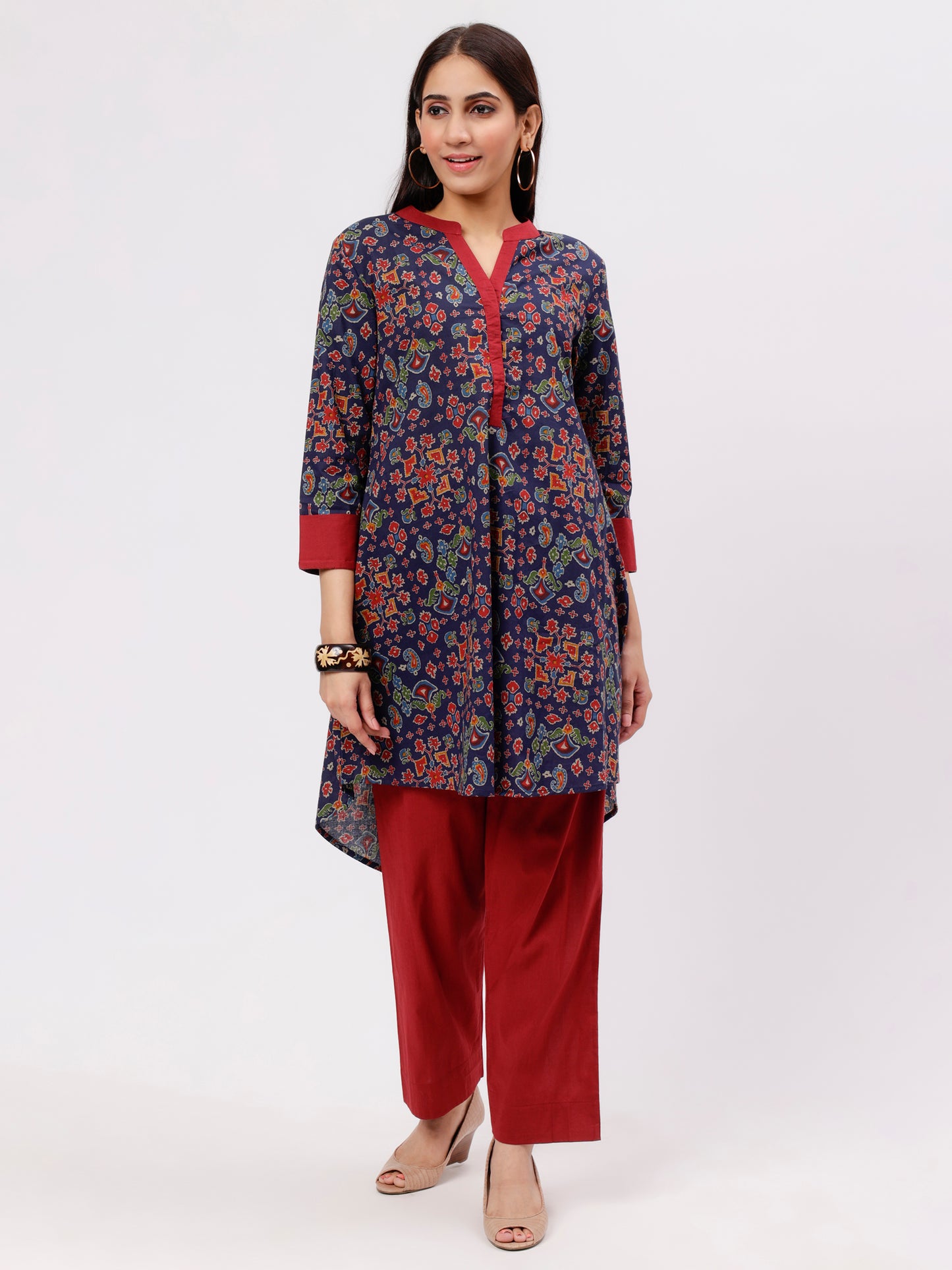 Blue And Red Baisah Co-ord Set UCEN22186