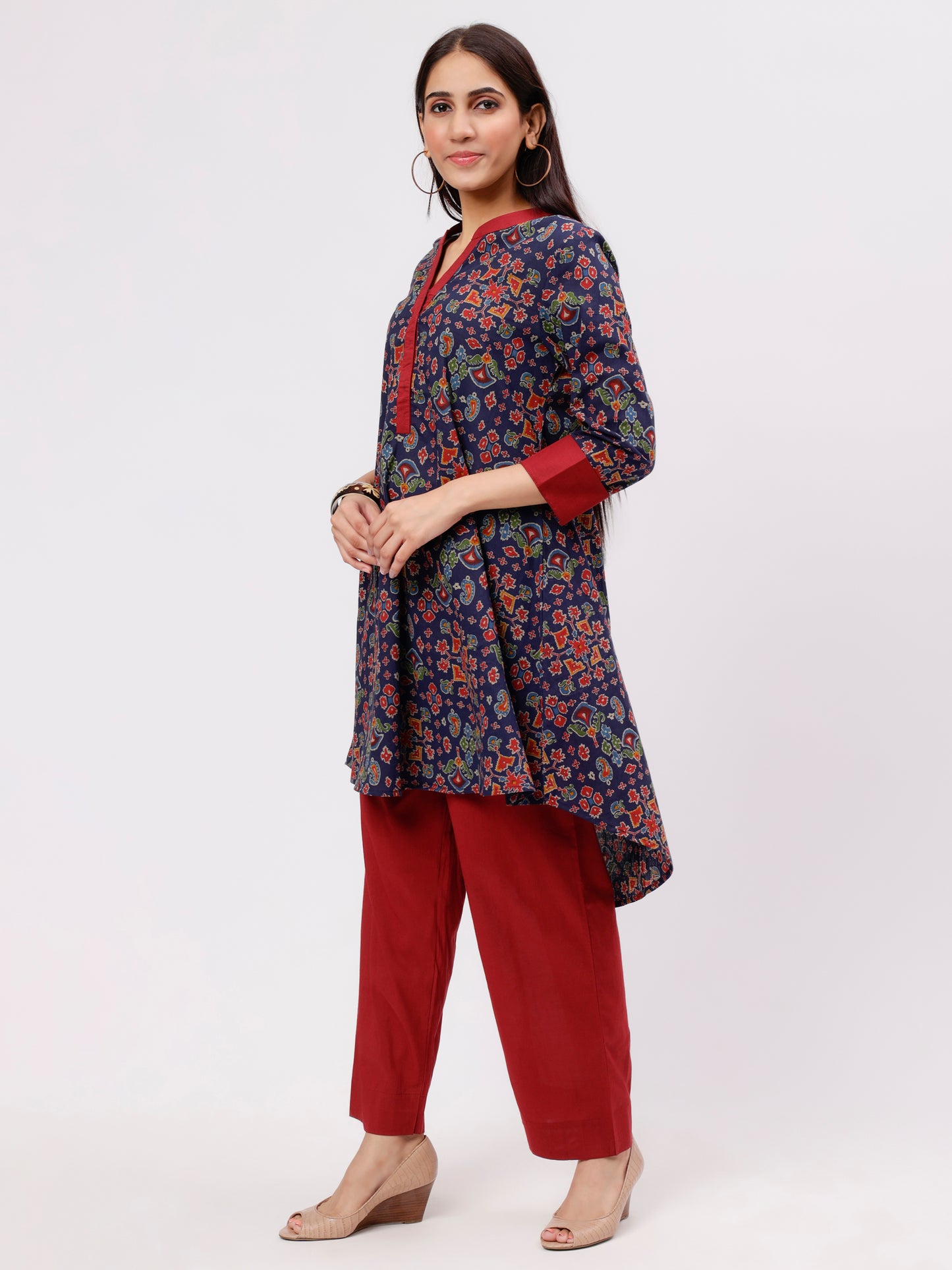 Blue And Red Baisah Co-ord Set UCEN22186