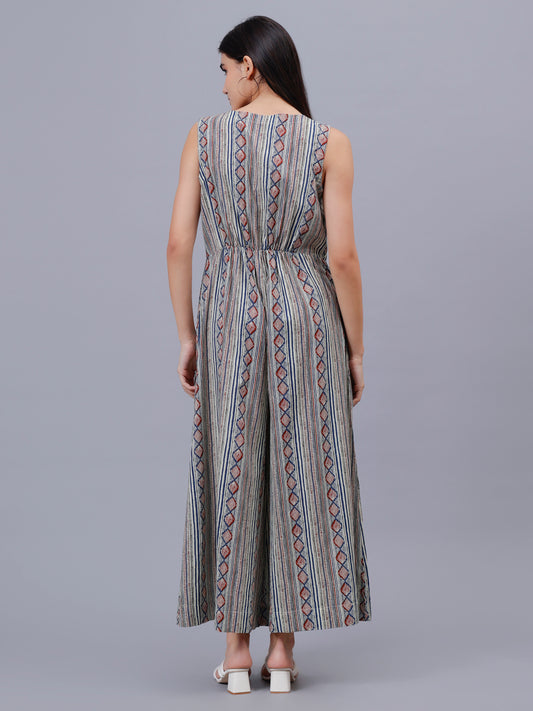 Grey Stripe Smoking JumpSuit