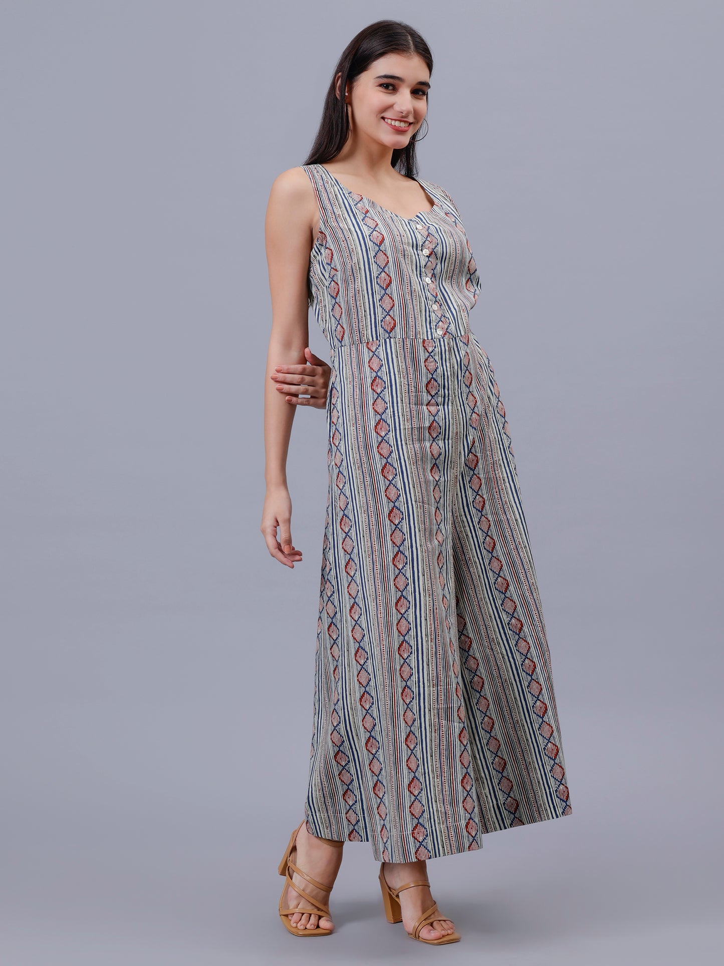 Grey Stripe Smoking JumpSuit