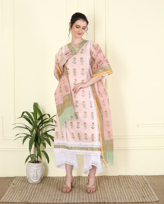 Cotton Mulmul Peach Colored Kurta UCK25014