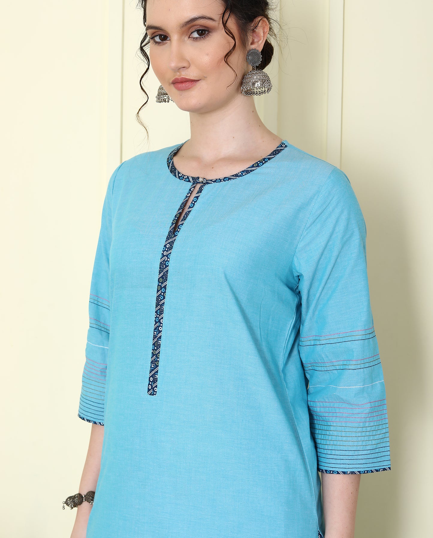 Royal Blue Chambray kurta set UCEN25018