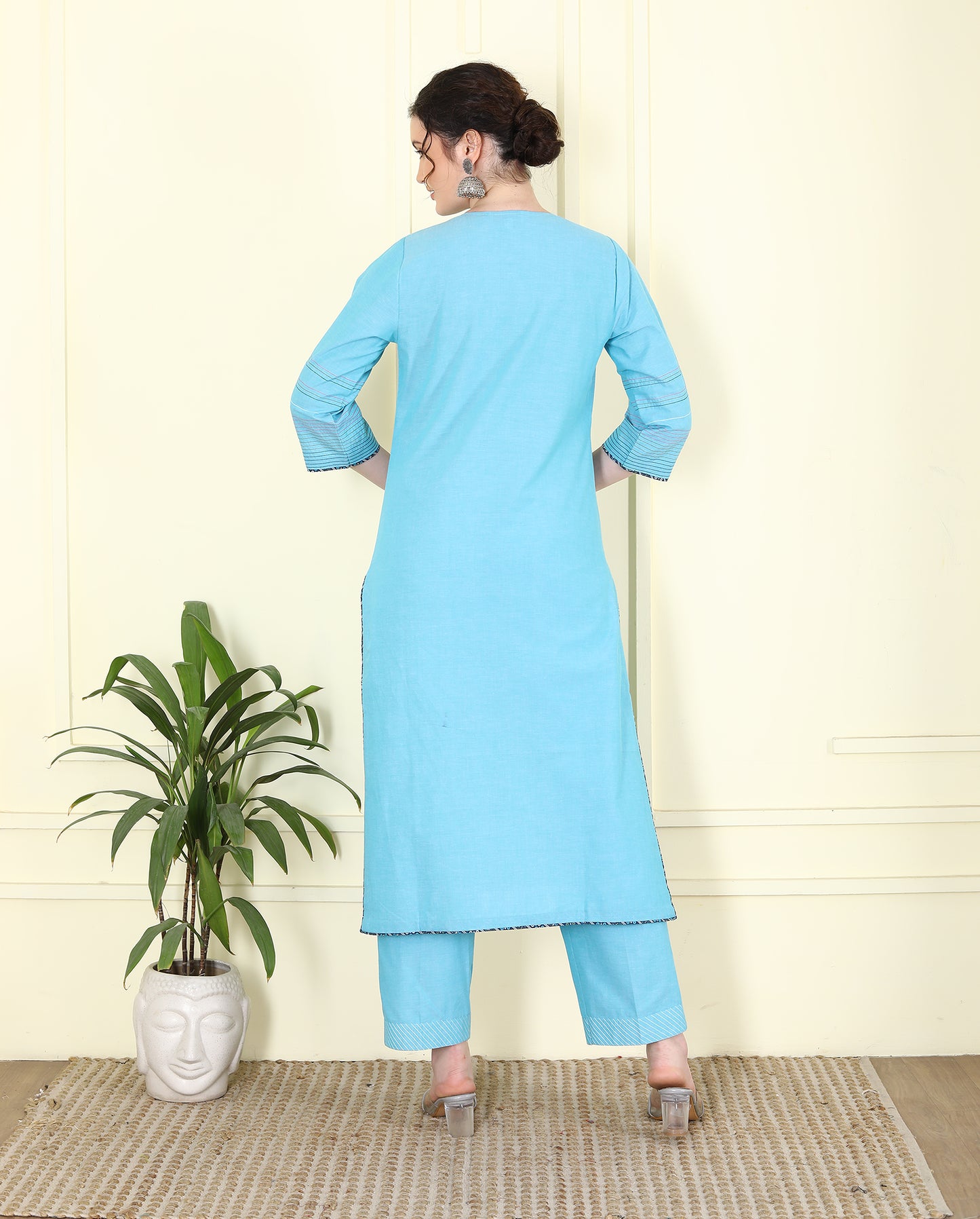 Royal Blue Chambray kurta set UCEN25018