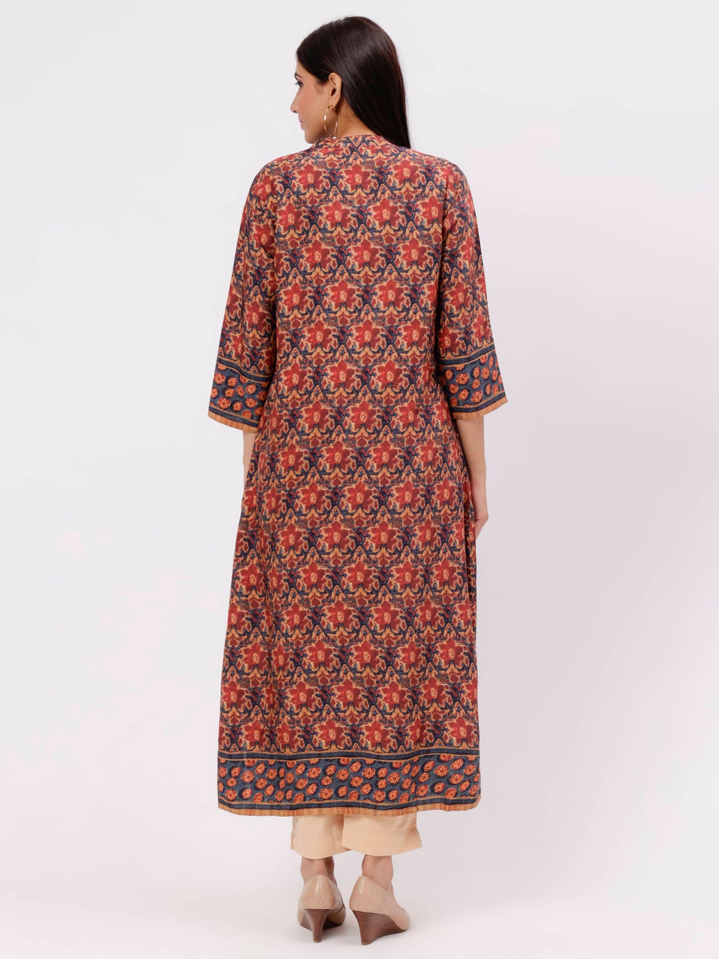 Rust A-Line Kurta And Dupatta