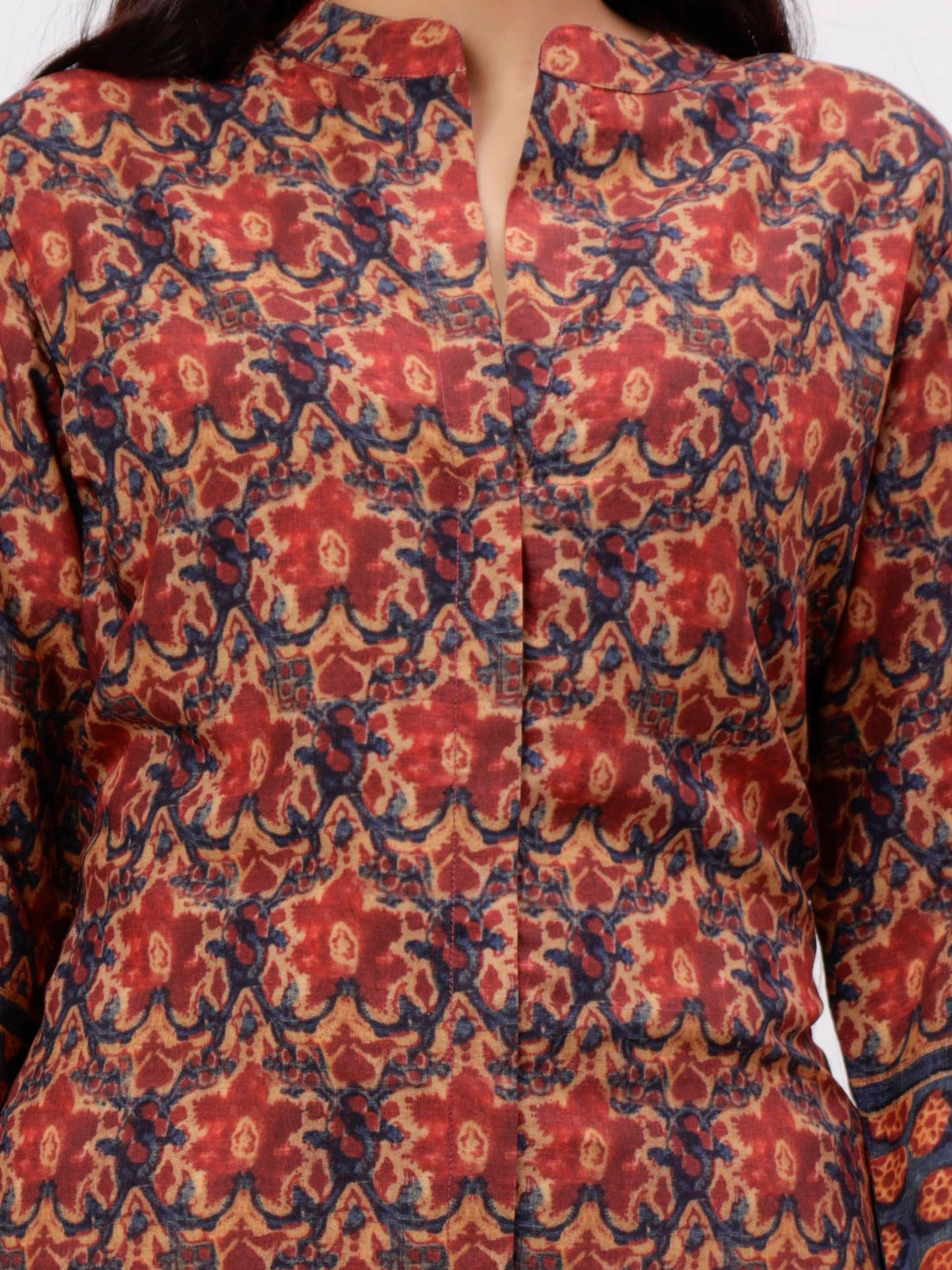 Rust A-Line Kurta And Dupatta