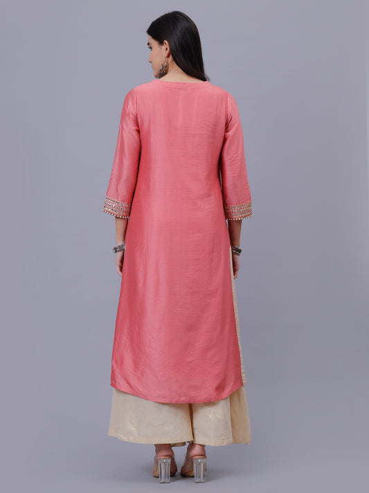 Salmon Pink A-Line Kurta