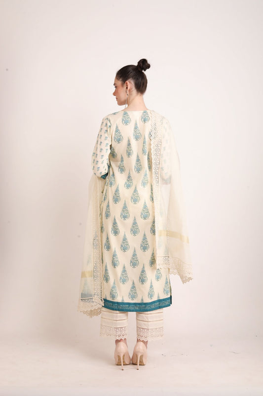 Paisley Teal Mix And Match Angrakha Kurta UCK22165