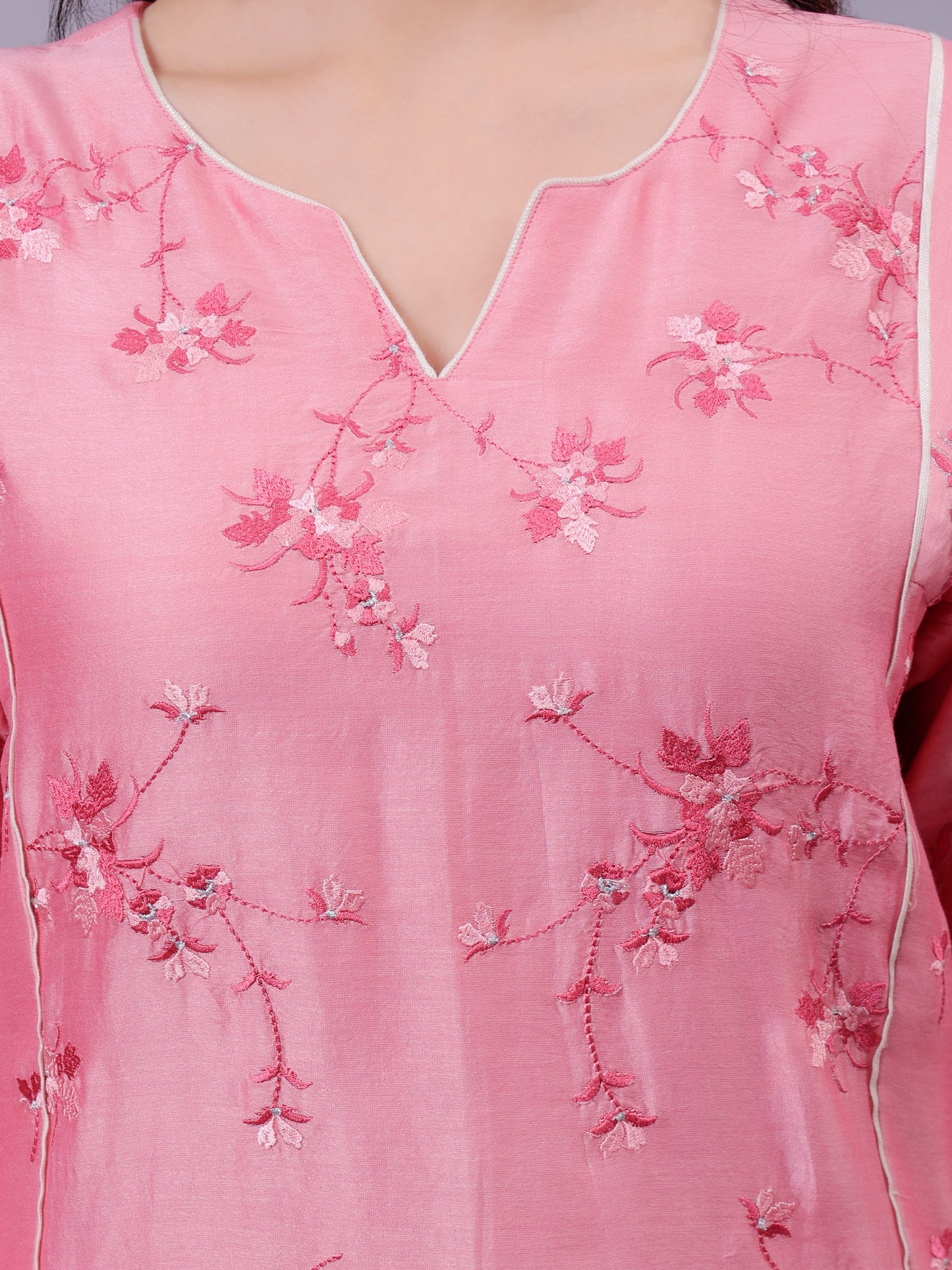 Baby Pink Kalidar Kurta With Silver thread Work