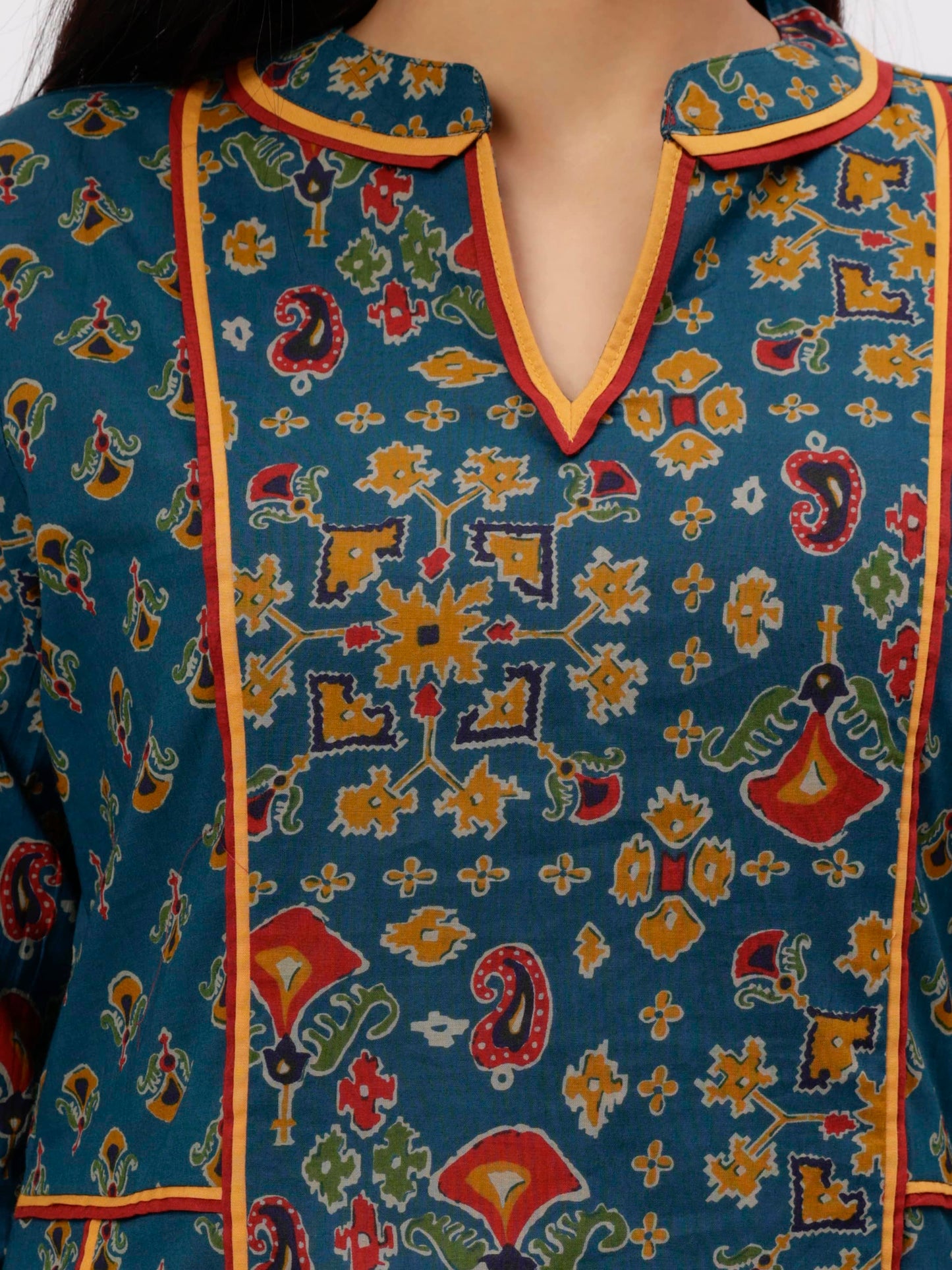 Bottle Green Ajarak Print Kalidaar Kurta UCK22178