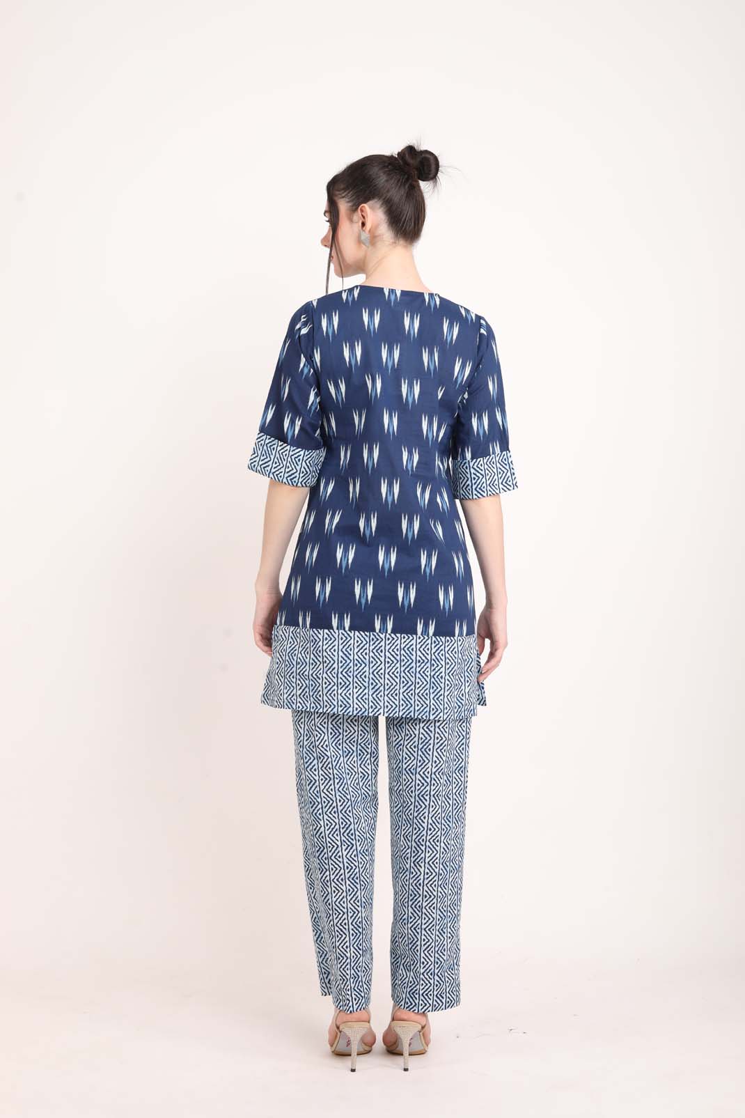 Indigo Ikat Printed Short Kurti UCEN22162