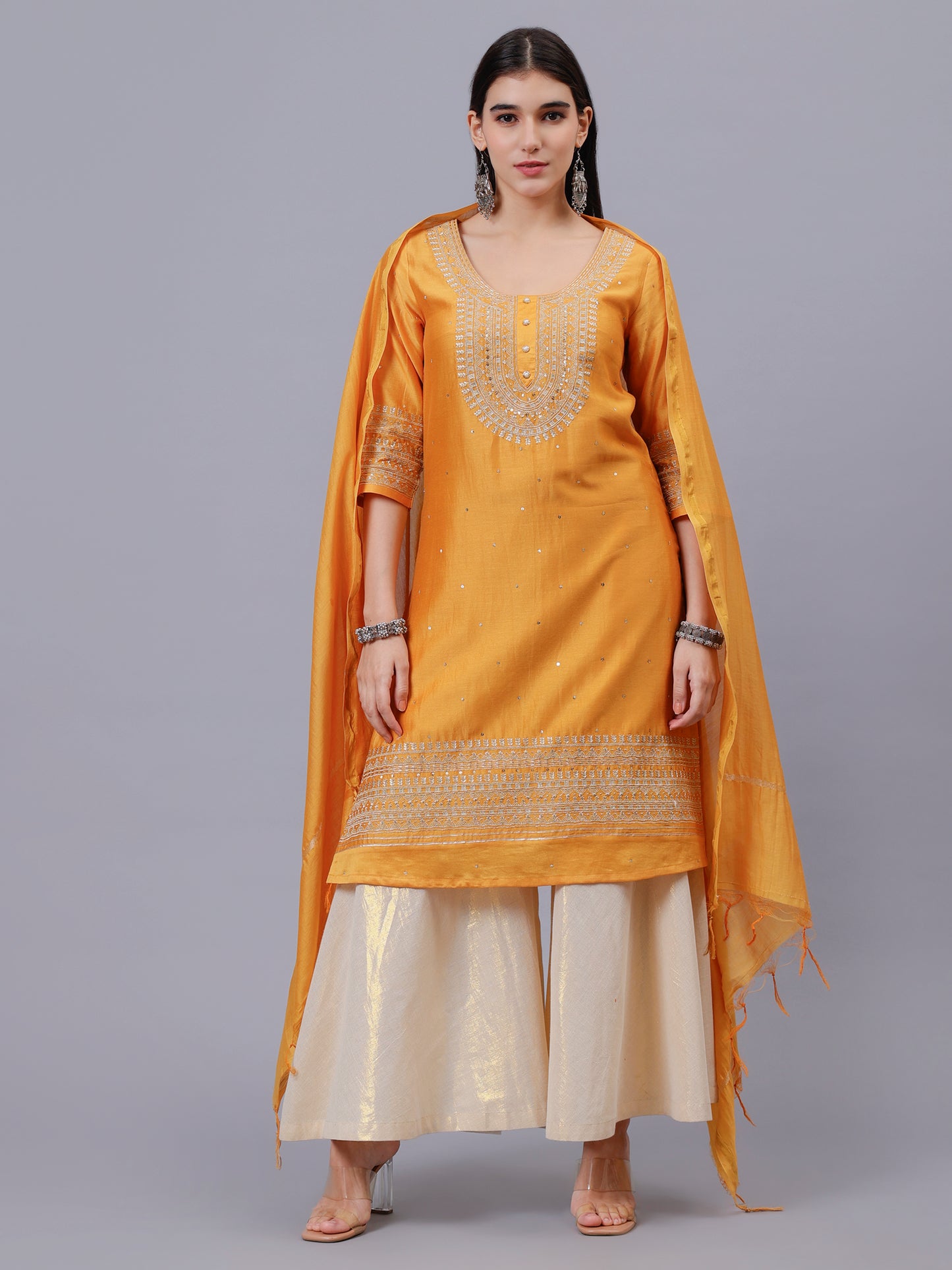 Mustard Chanderi Dupatta