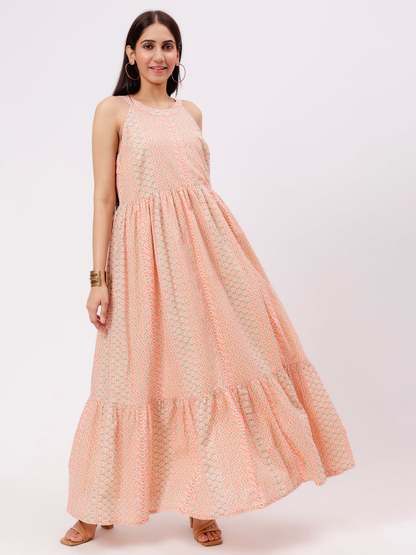 Peach Halter Dress UCD22184