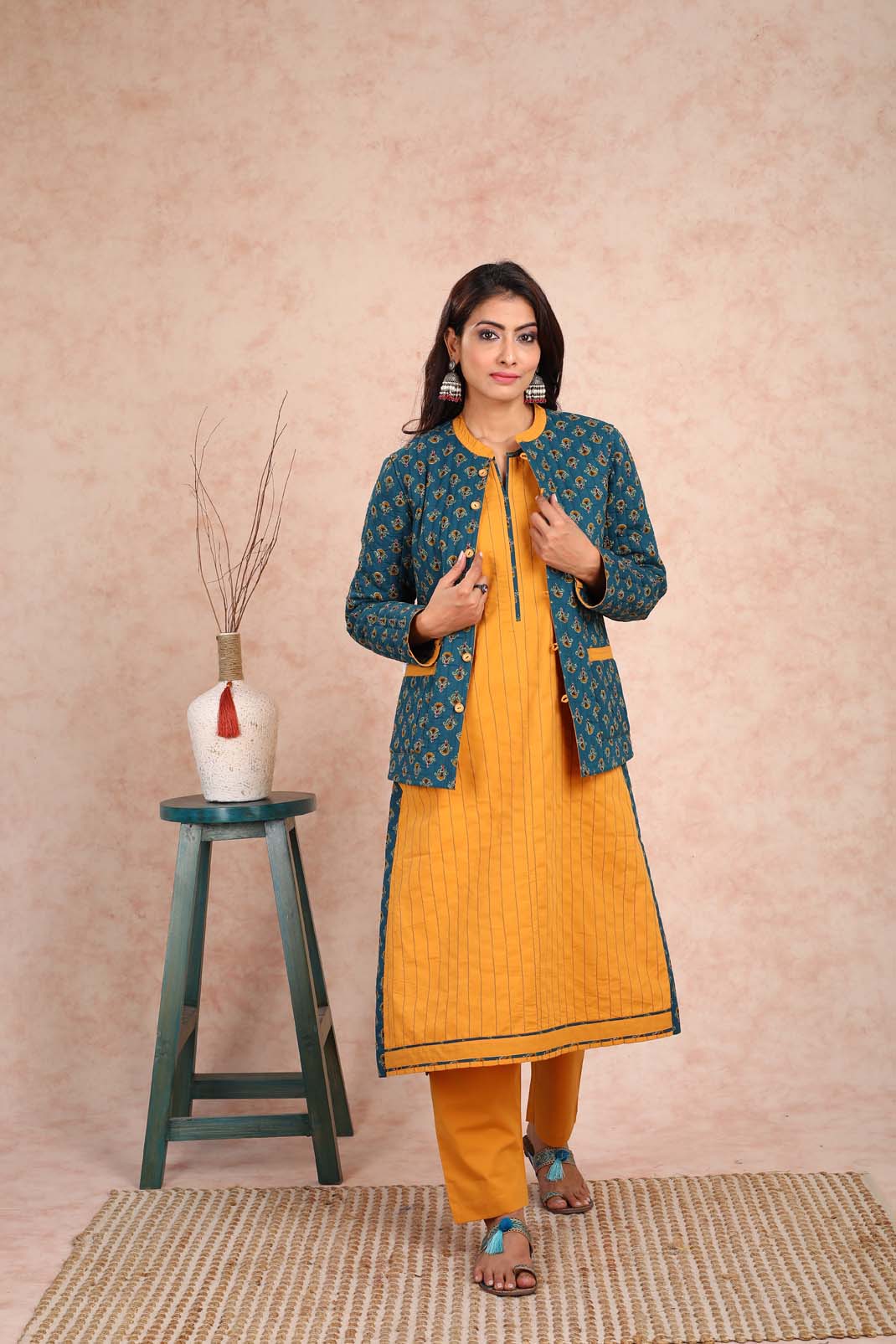 Green Baisah Printed Quilted Jacket UCJ0002
