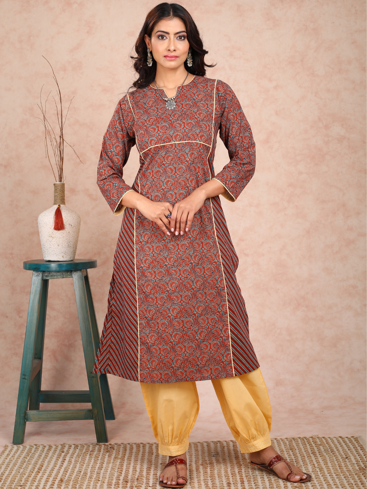 Mahroon Ajrakh Adab Style UCK22130