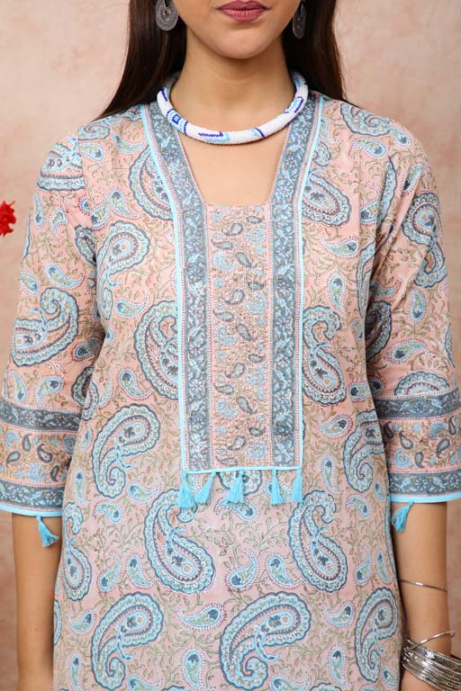 Paisley Print Mulmul Kurta UCK22094