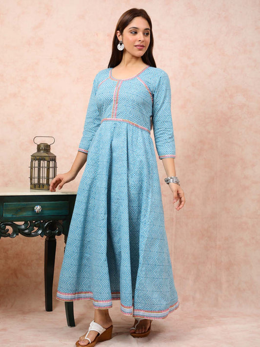 Chevron Print A-Line Long Dress UCD22105