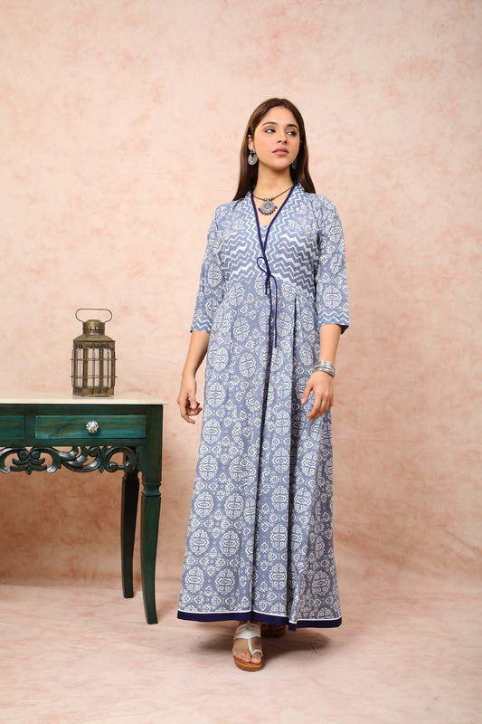 Kimono Style Grey Long Dress UCD22111