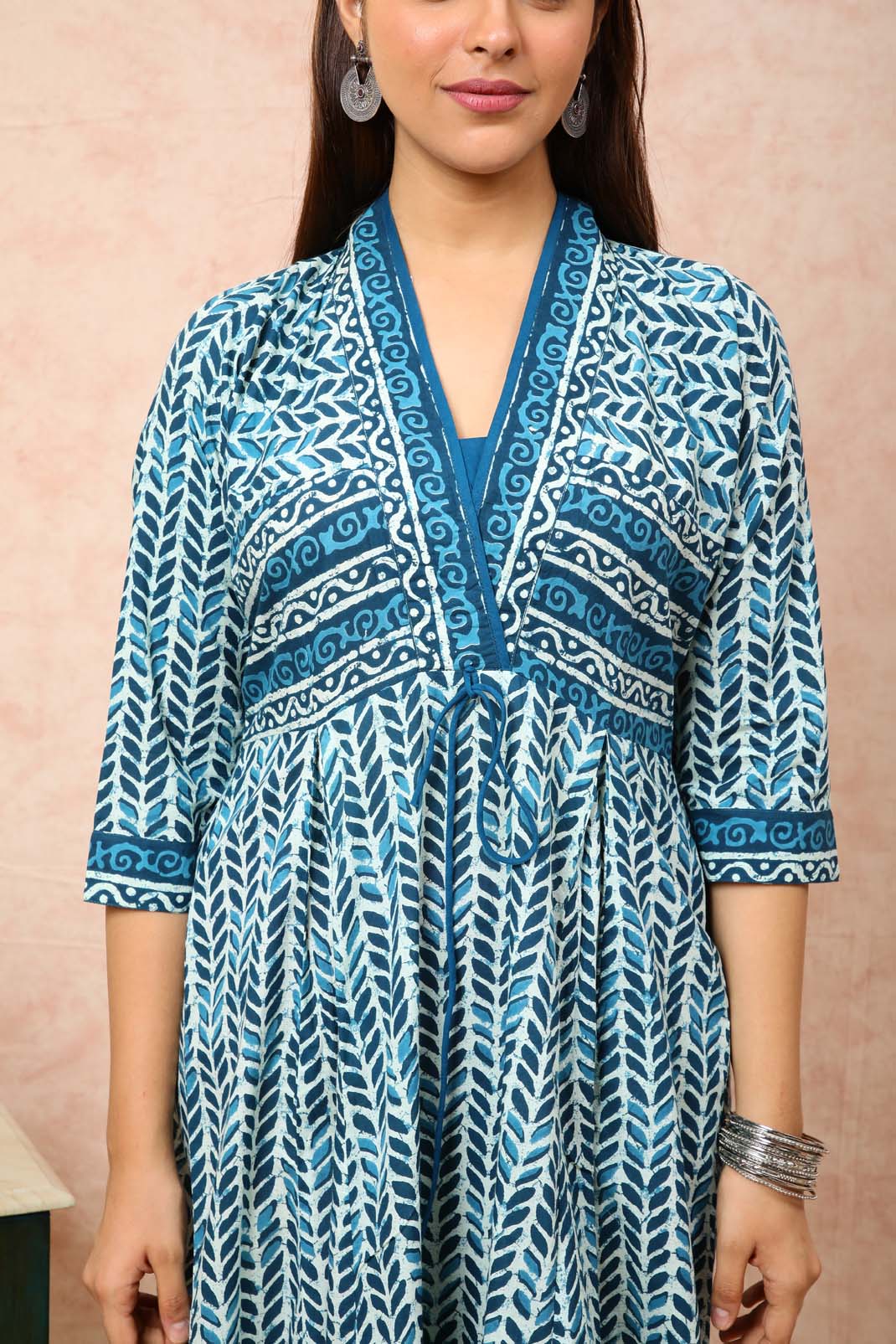 Kimono Style Teal Color Long Dress UCD 22108