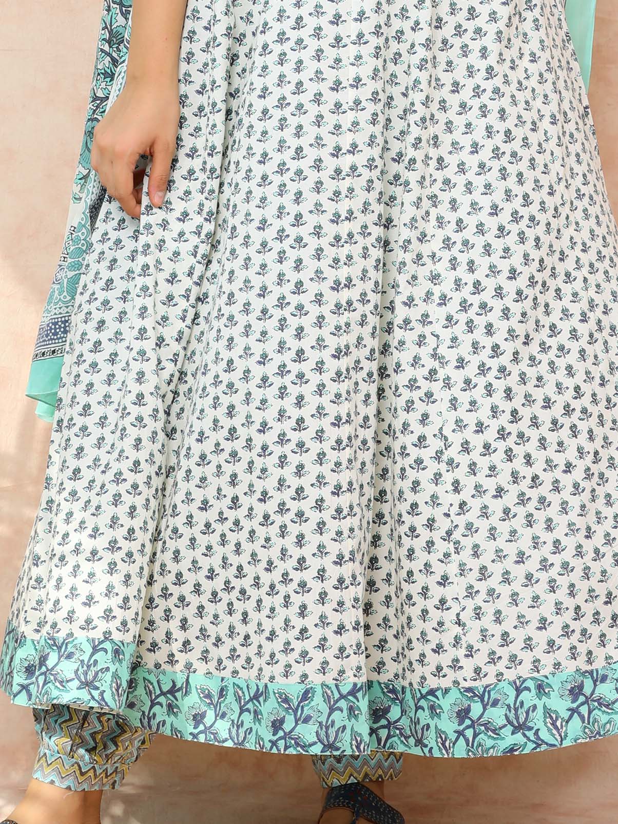 Turqouise Anarkali printed Kurta UCK22117