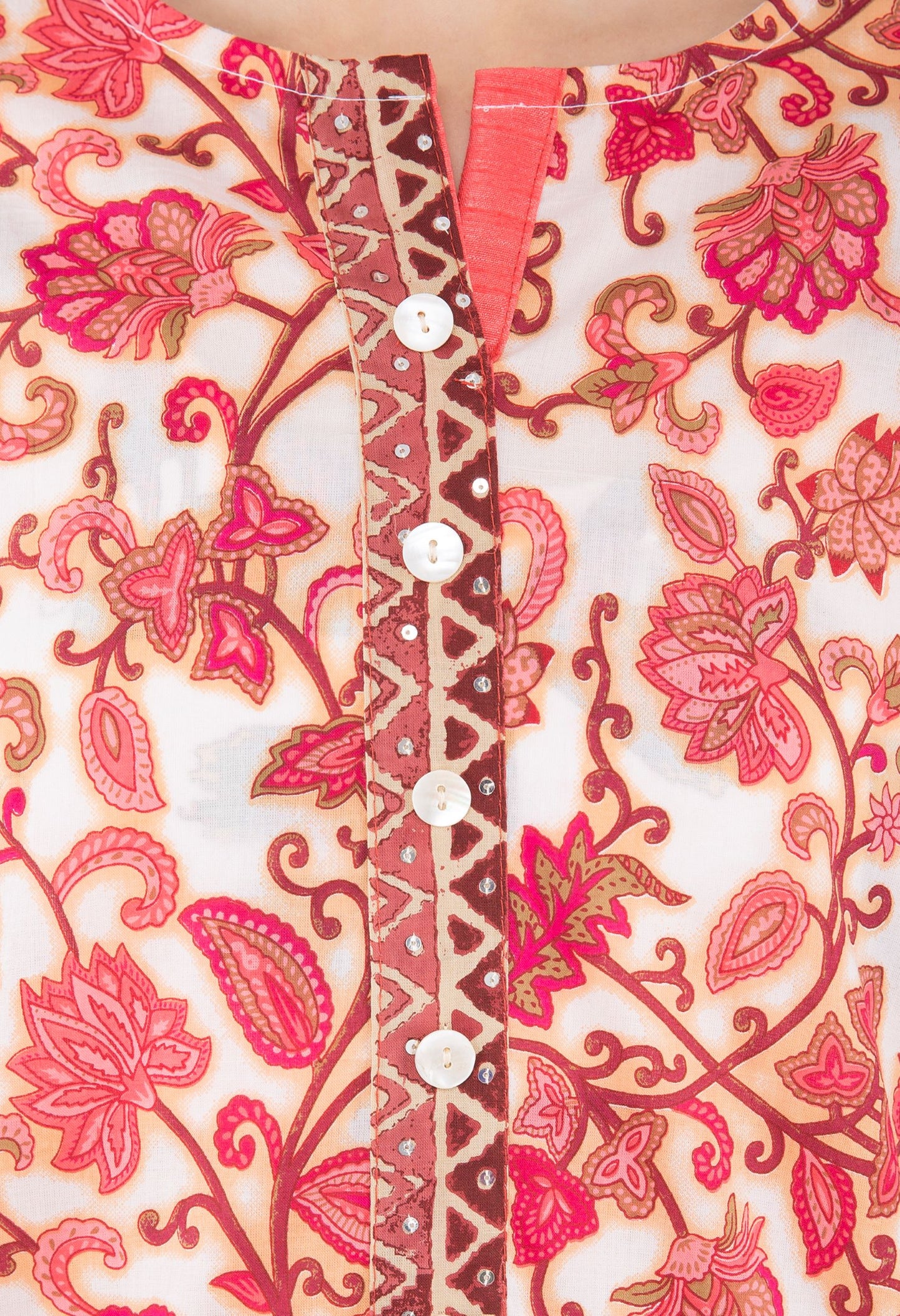 Pink Ditzy Print Short Kurti JPS2009