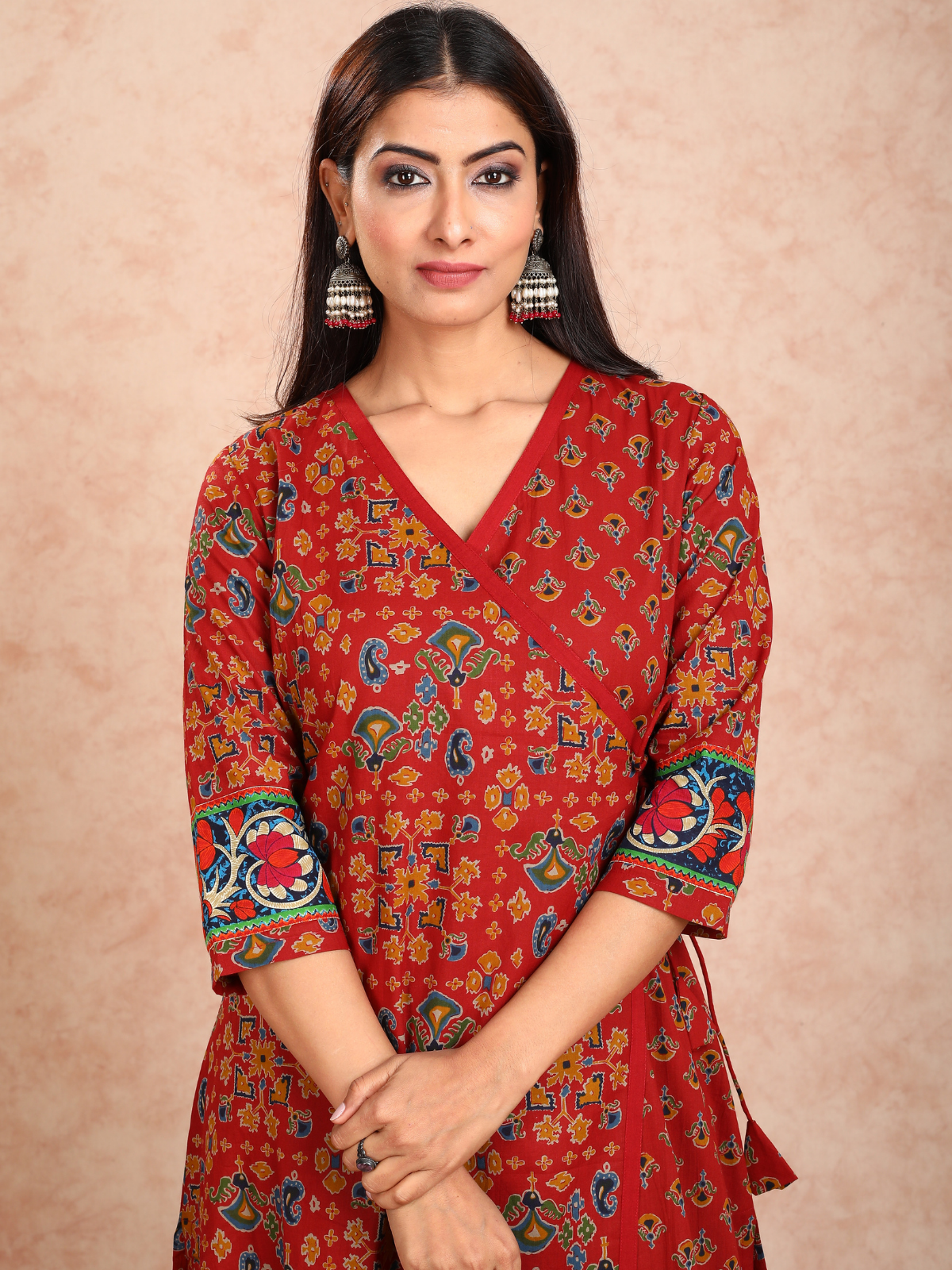Crimson Red Angrakha Style Kurta UCK22139