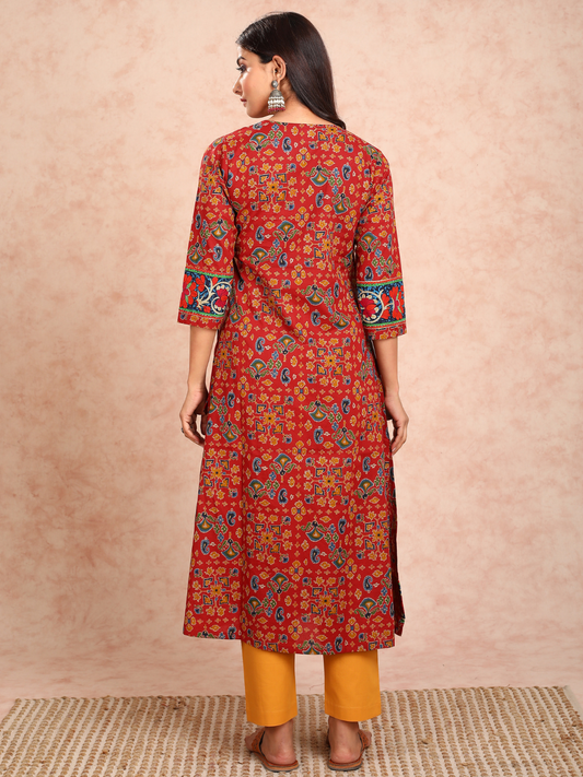 Crimson Red Angrakha Style Kurta UCK22139