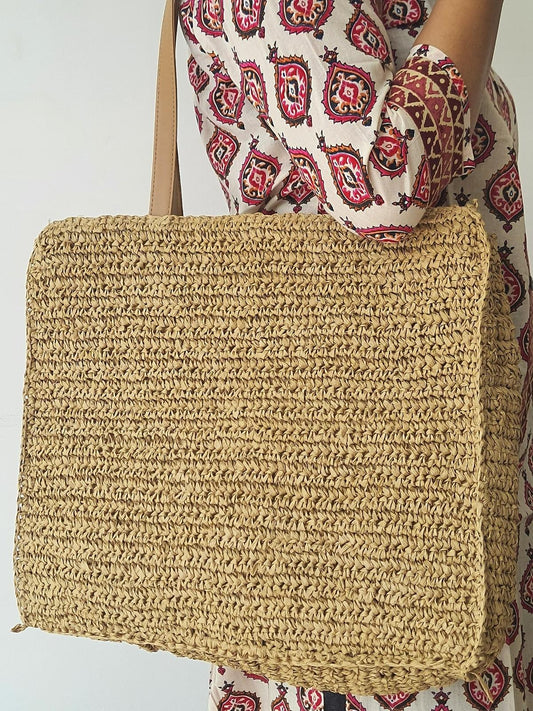 Woven Grass Brown Laptop/Tote Bag