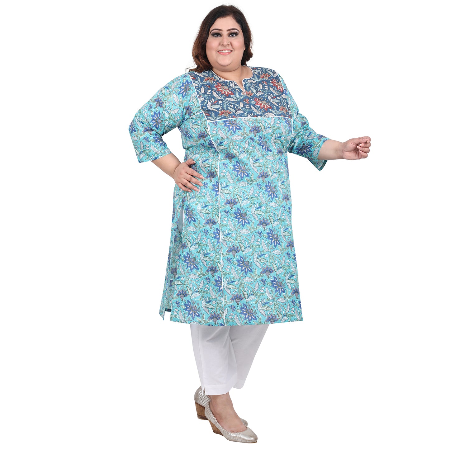 Adab Style Turquoise Kurta Palazzo set UCK22037