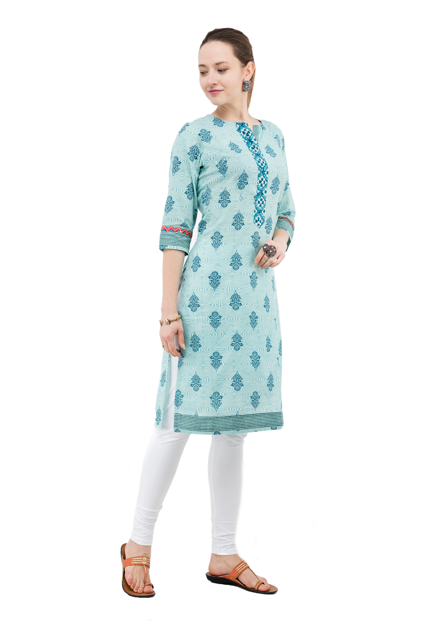Powder Blue contrast border kurta JP1129