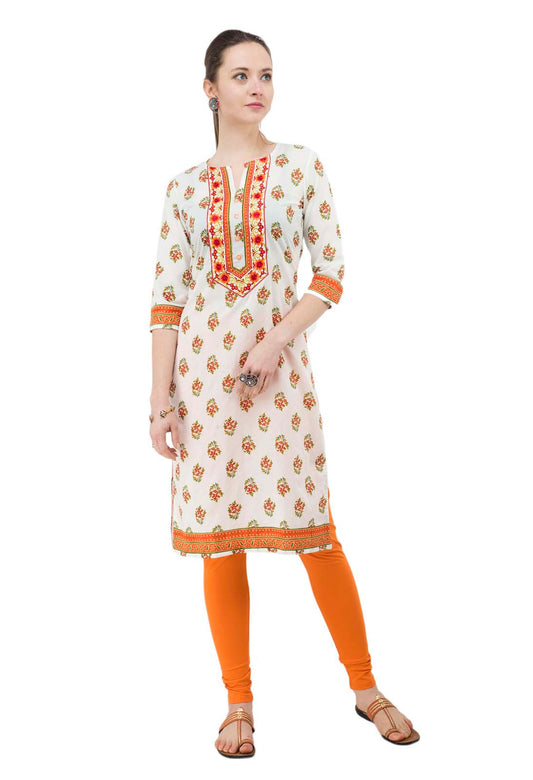 Inhabit Floral print White Elegant Kurti JP1158