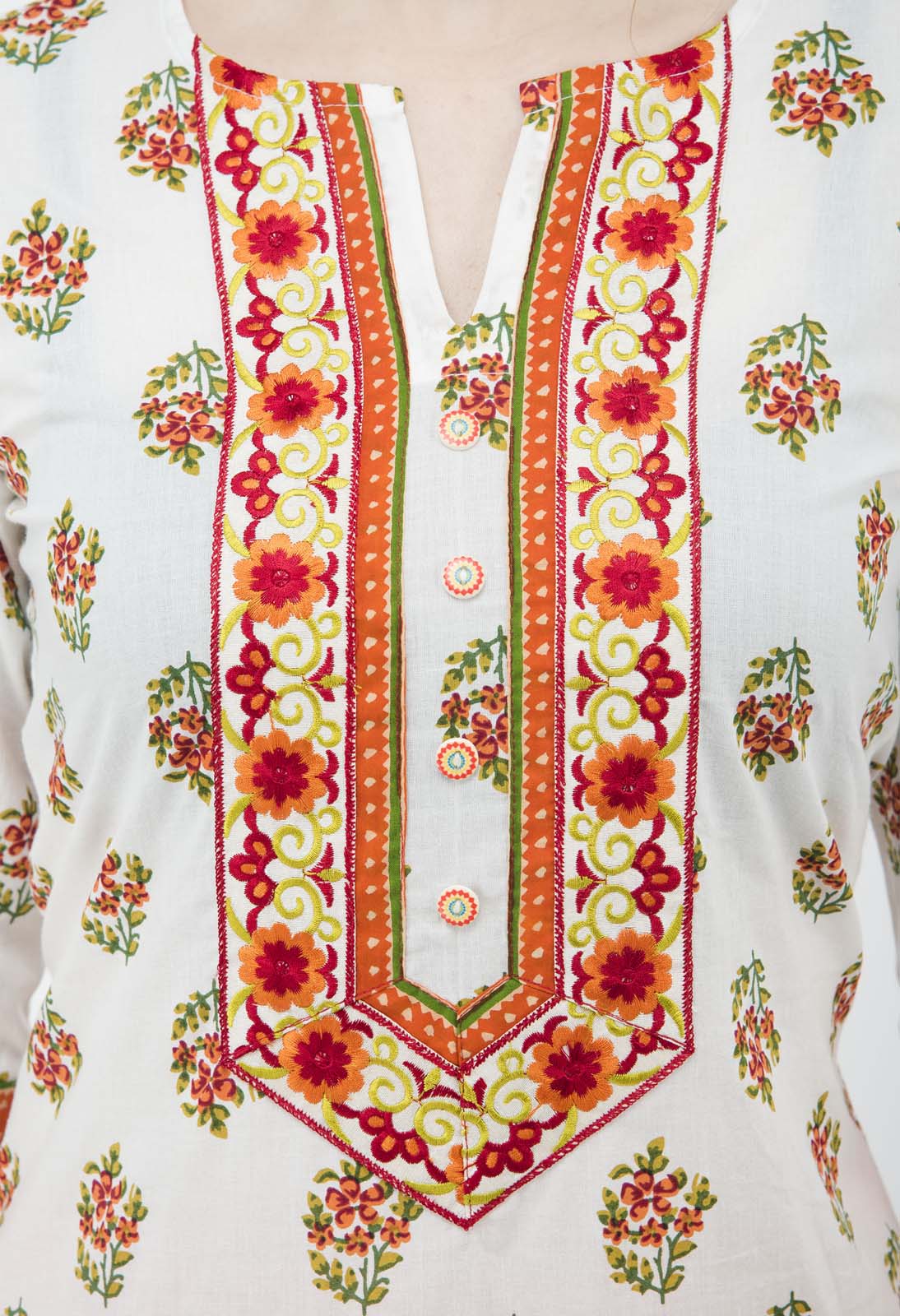 Inhabit Floral print White Elegant Kurti JP1158