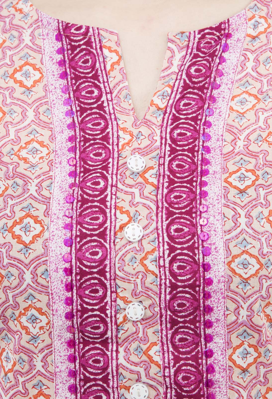 Light pink long cotton printed kurta JP1159