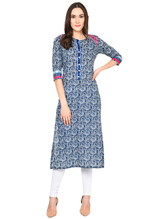 Indigo Print Indian Tunic For Ladies JPL1137