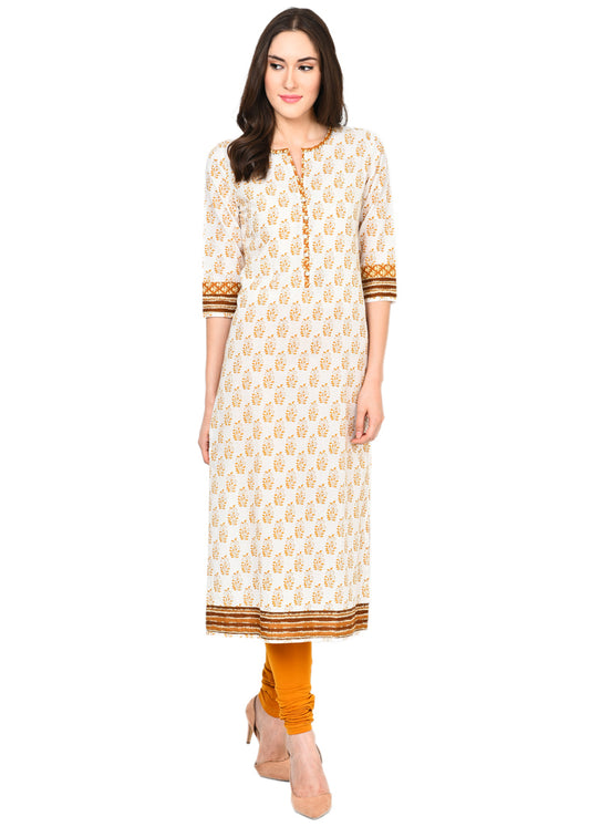 Pearl Embellished Printed Cotton Kurti For Women JPL1139