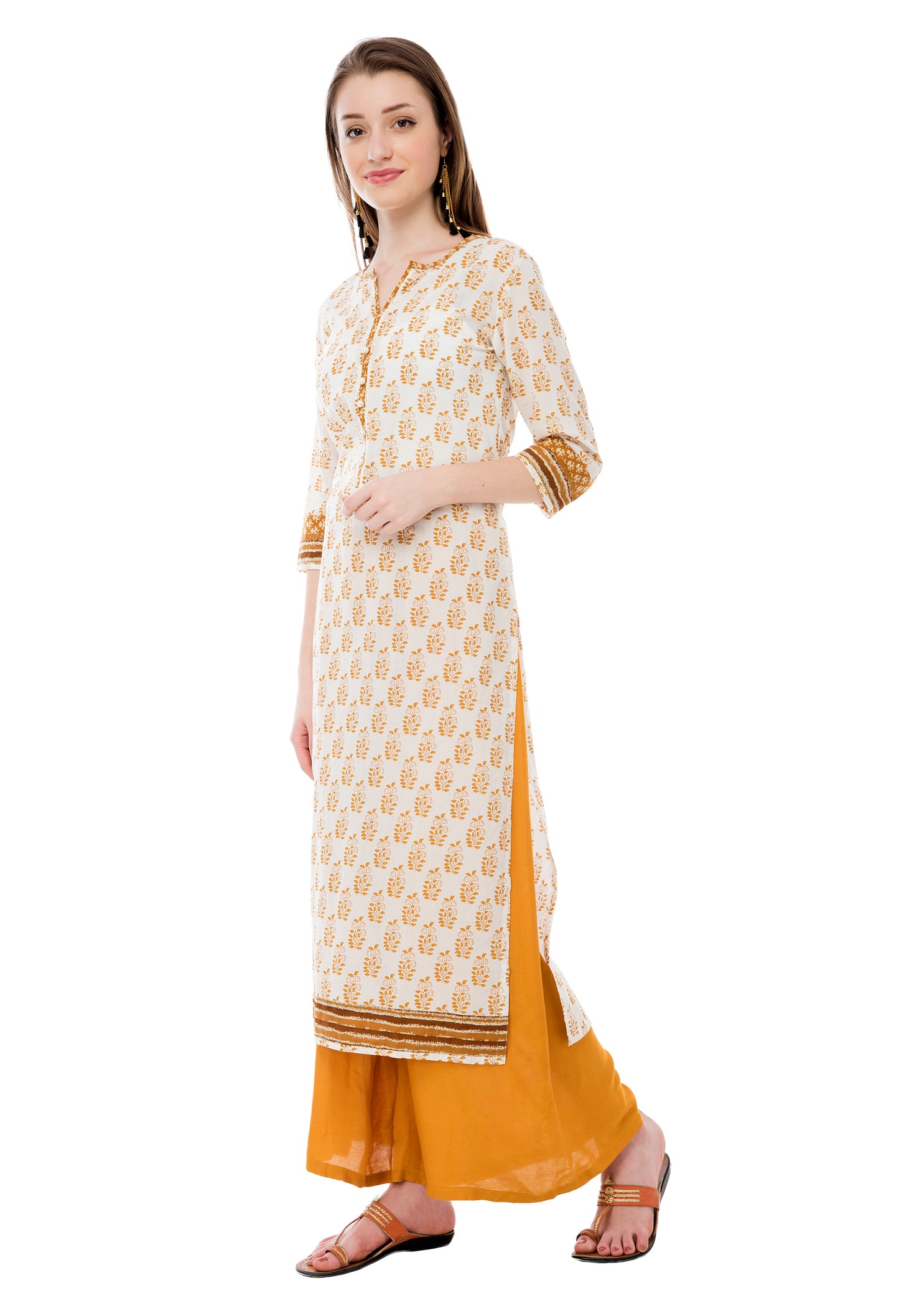 Pearl Embellished Printed Cotton Kurti For Women JPL1139