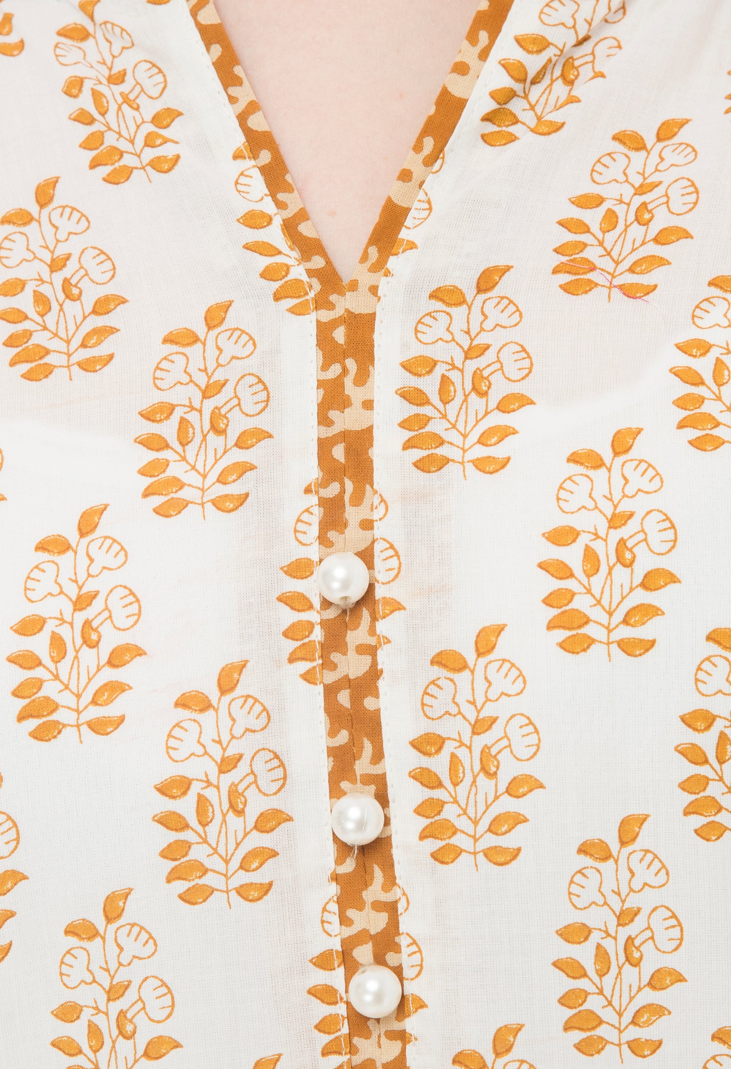 Pearl Embellished Printed Cotton Kurti For Women JPL1139