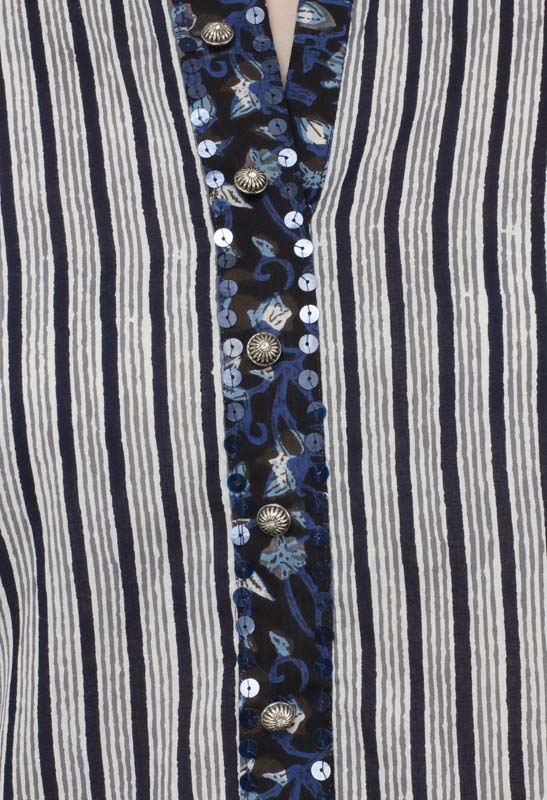 Inhabit Pure cotton Striped blue ladies Kurti JPL1175