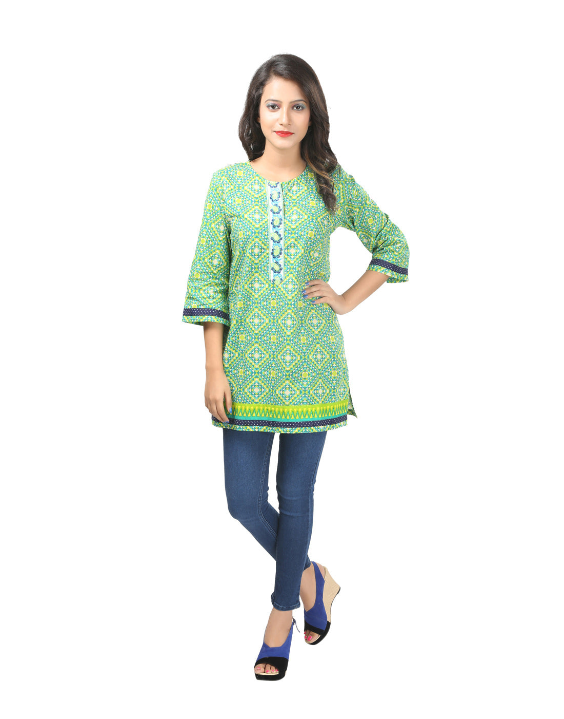 Printed Jaipuri Short Kurti JPS2001
