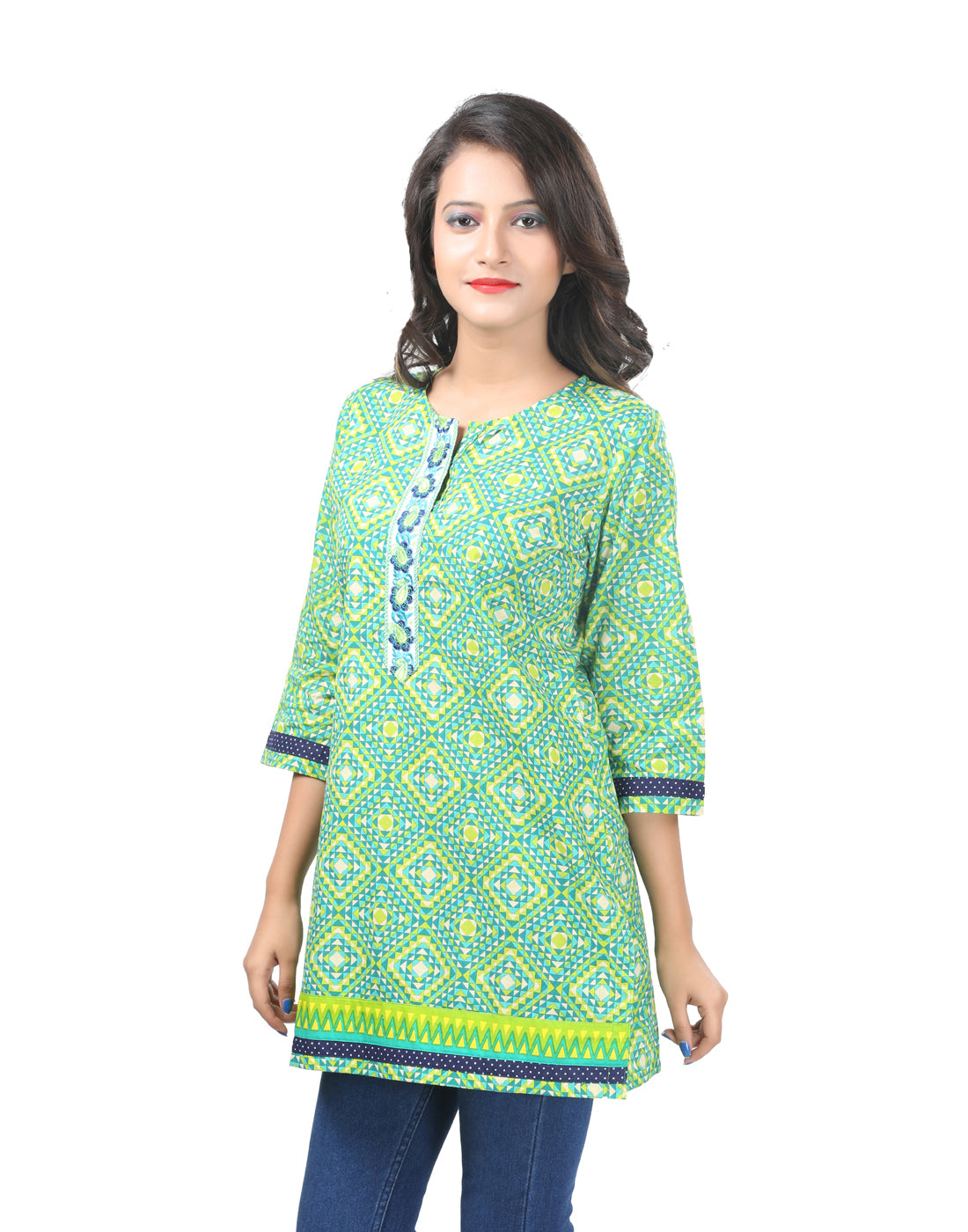 Printed Jaipuri Short Kurti JPS2001