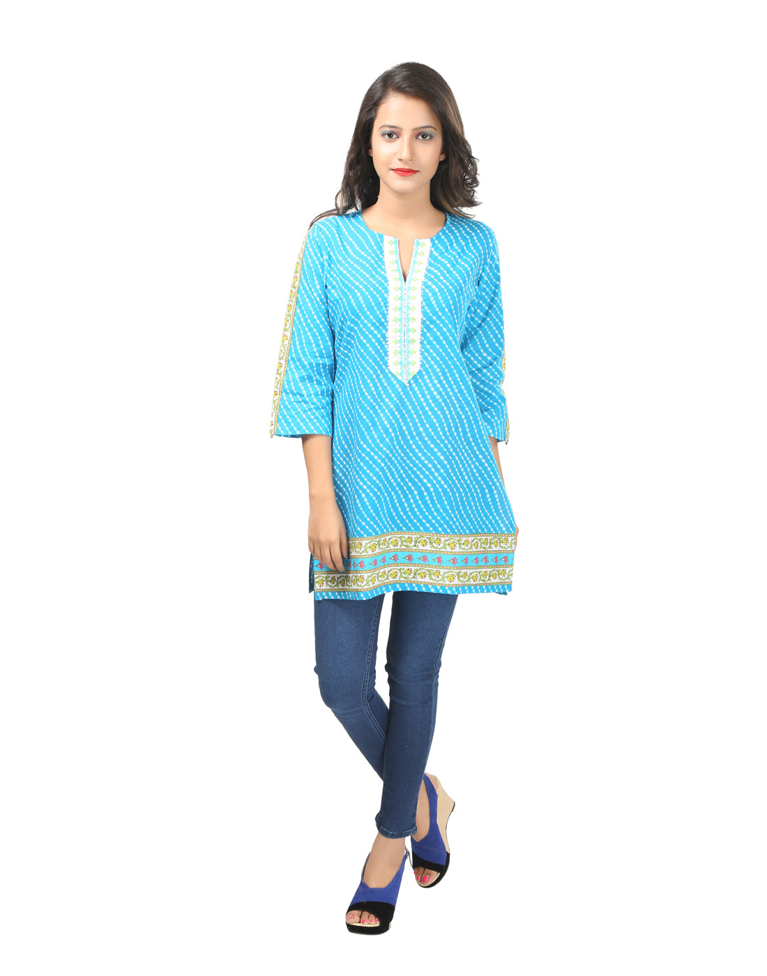 Printed Jaipuri Short Kurti JPS2004