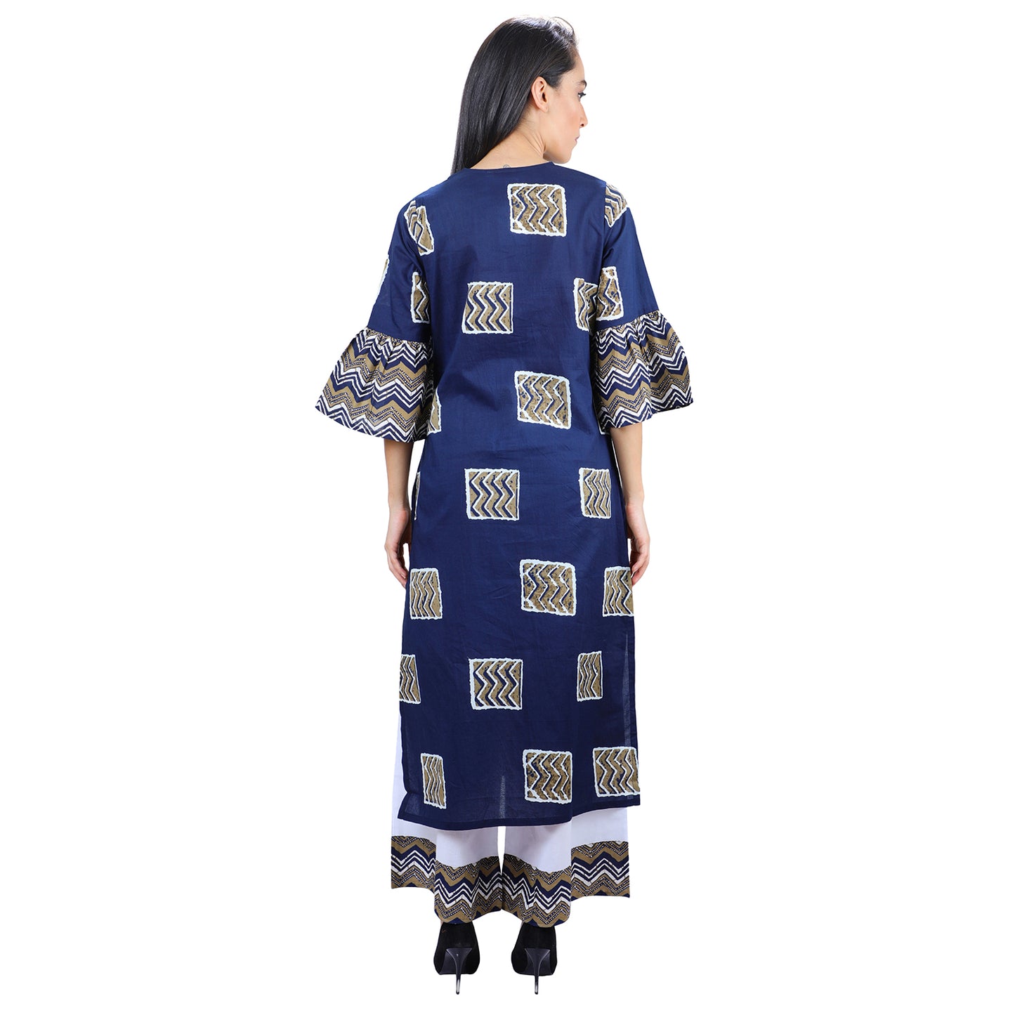 Indigo and Gold Kurta Palazzo Set UCEN19019