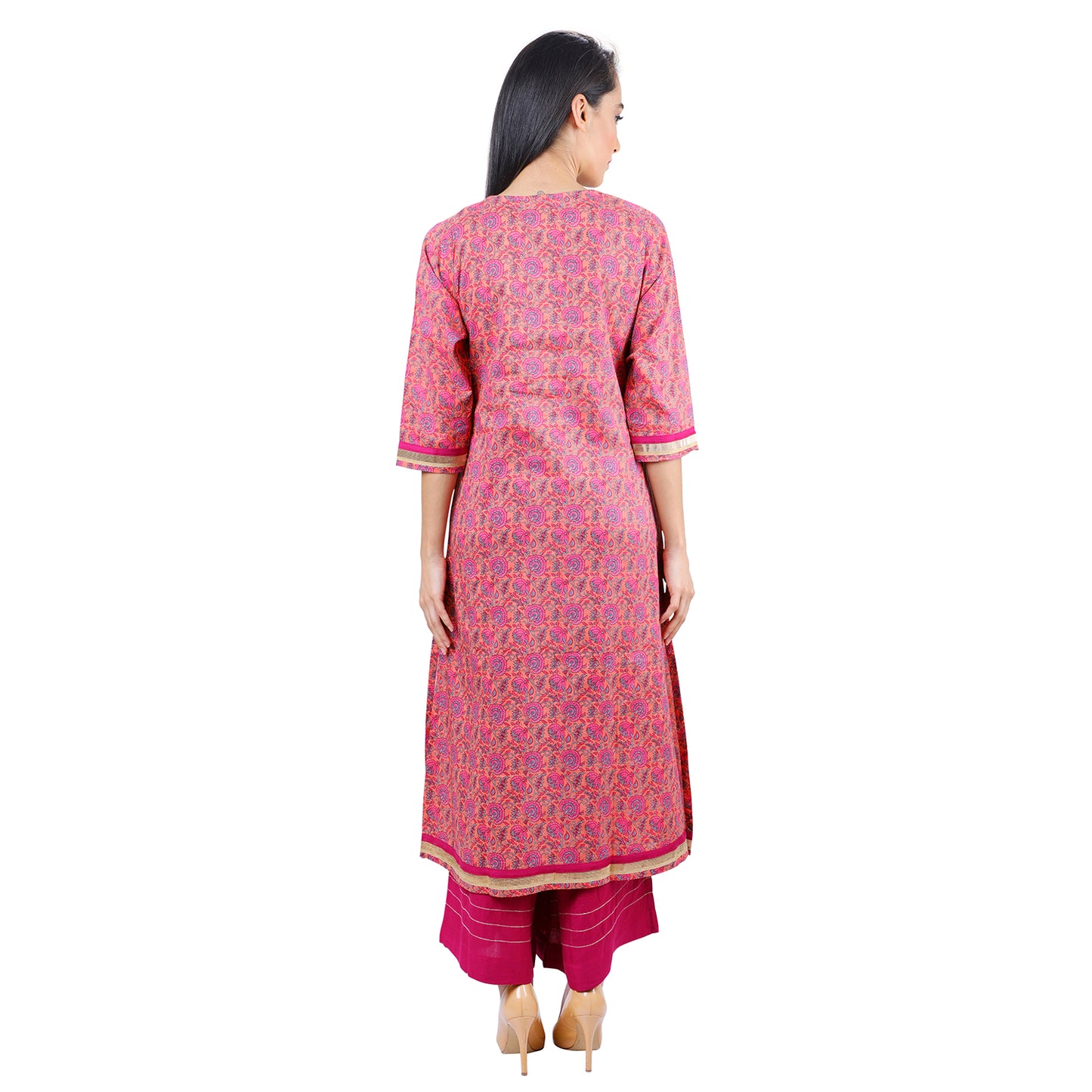 Angrakha Pink Kurta Palazzo Set UCEN19022