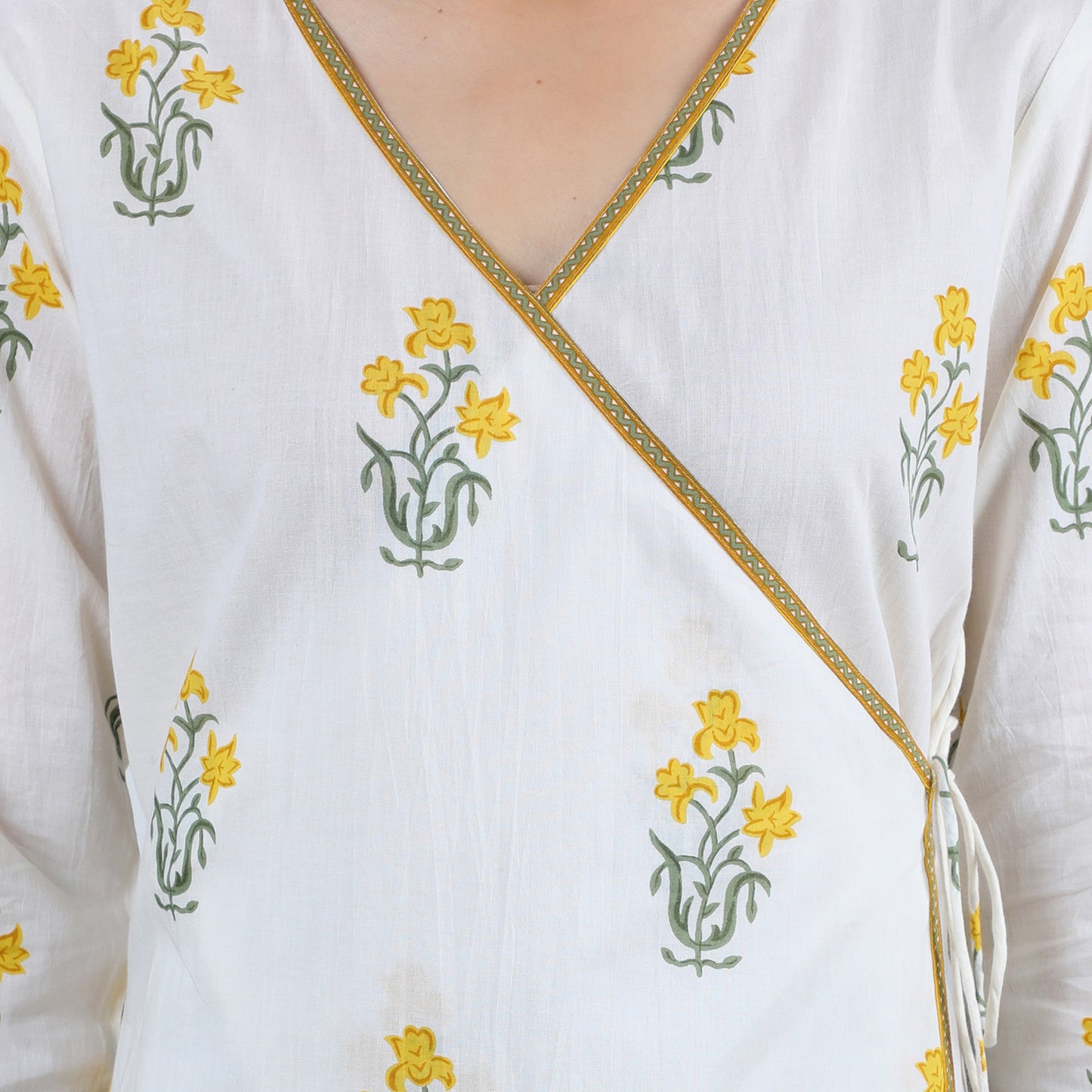 Yellow Print Angrakha Kurta Palazzo Set UCEN19023