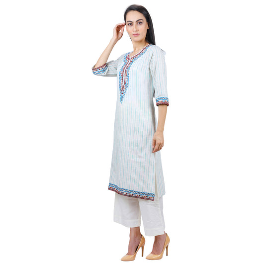 Handloom Embroiderd Office Wear Kurti UCK22016