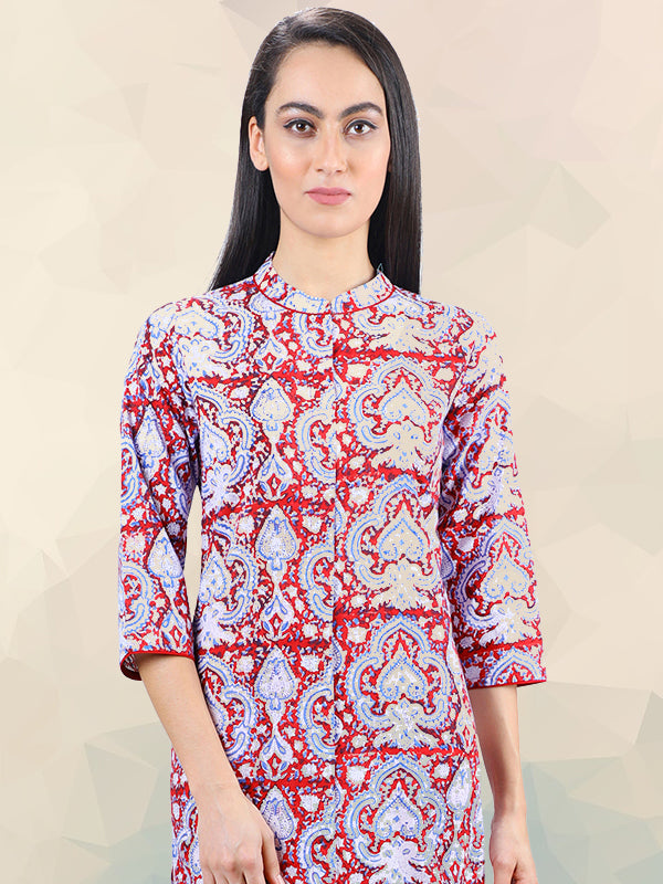 Persian Motif Bandhgala Work Wear Kurti UCKL22029