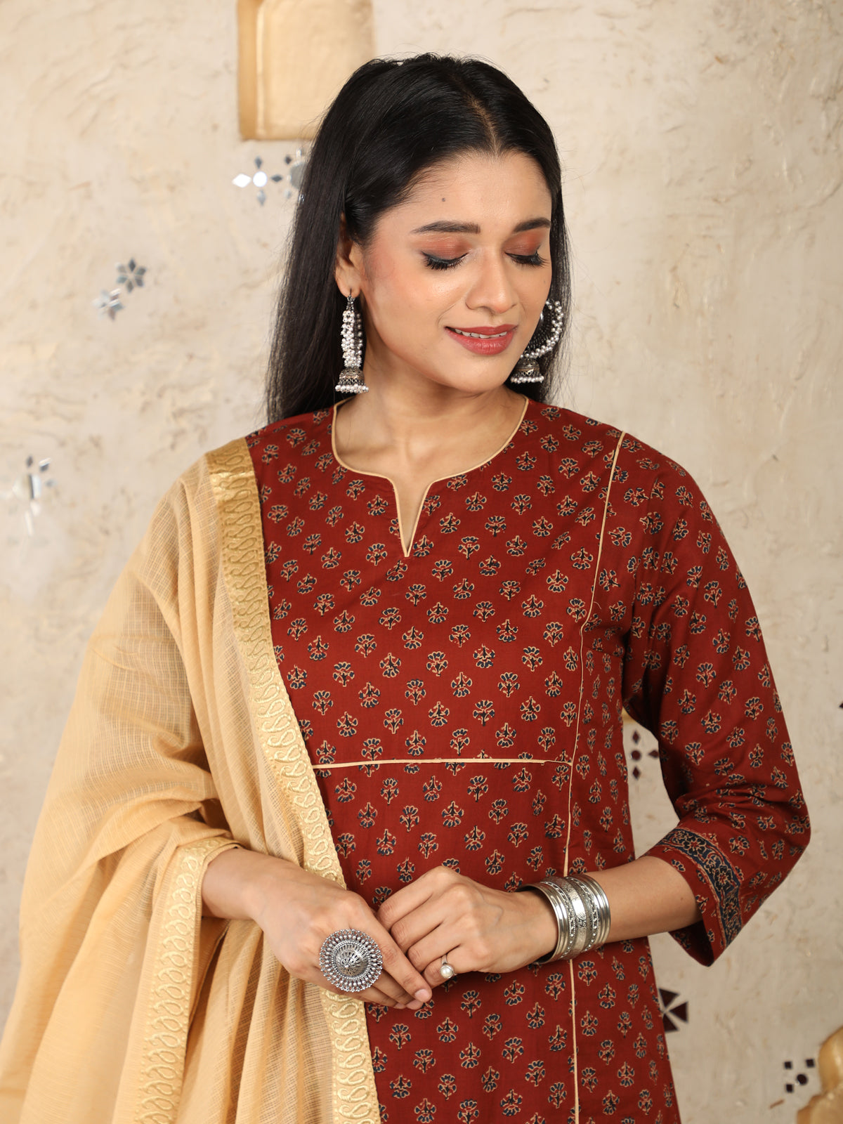 Ajrakh Print Rust Kurta UCK22056