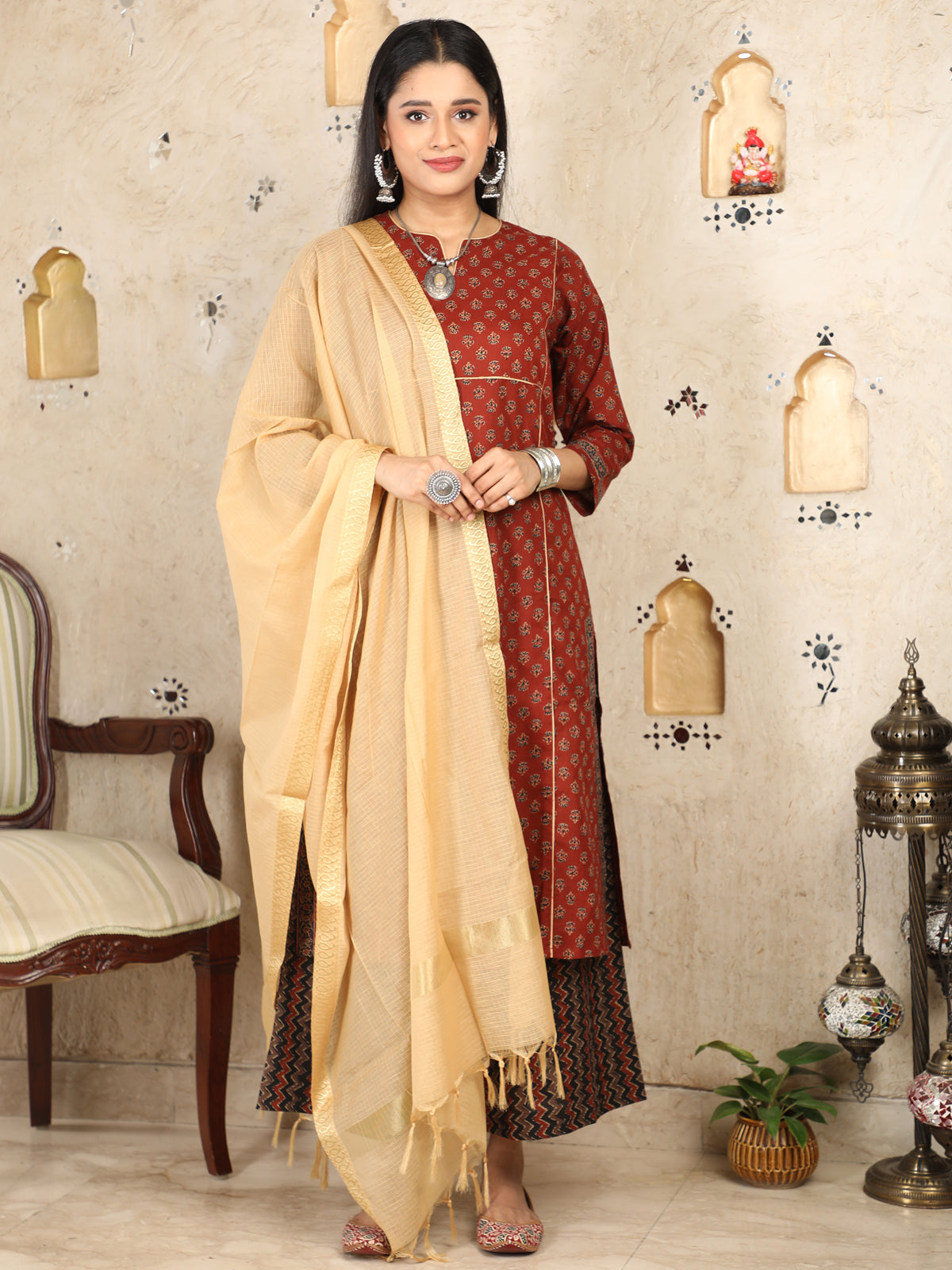 Ajrakh Print Rust Kurta UCK22056