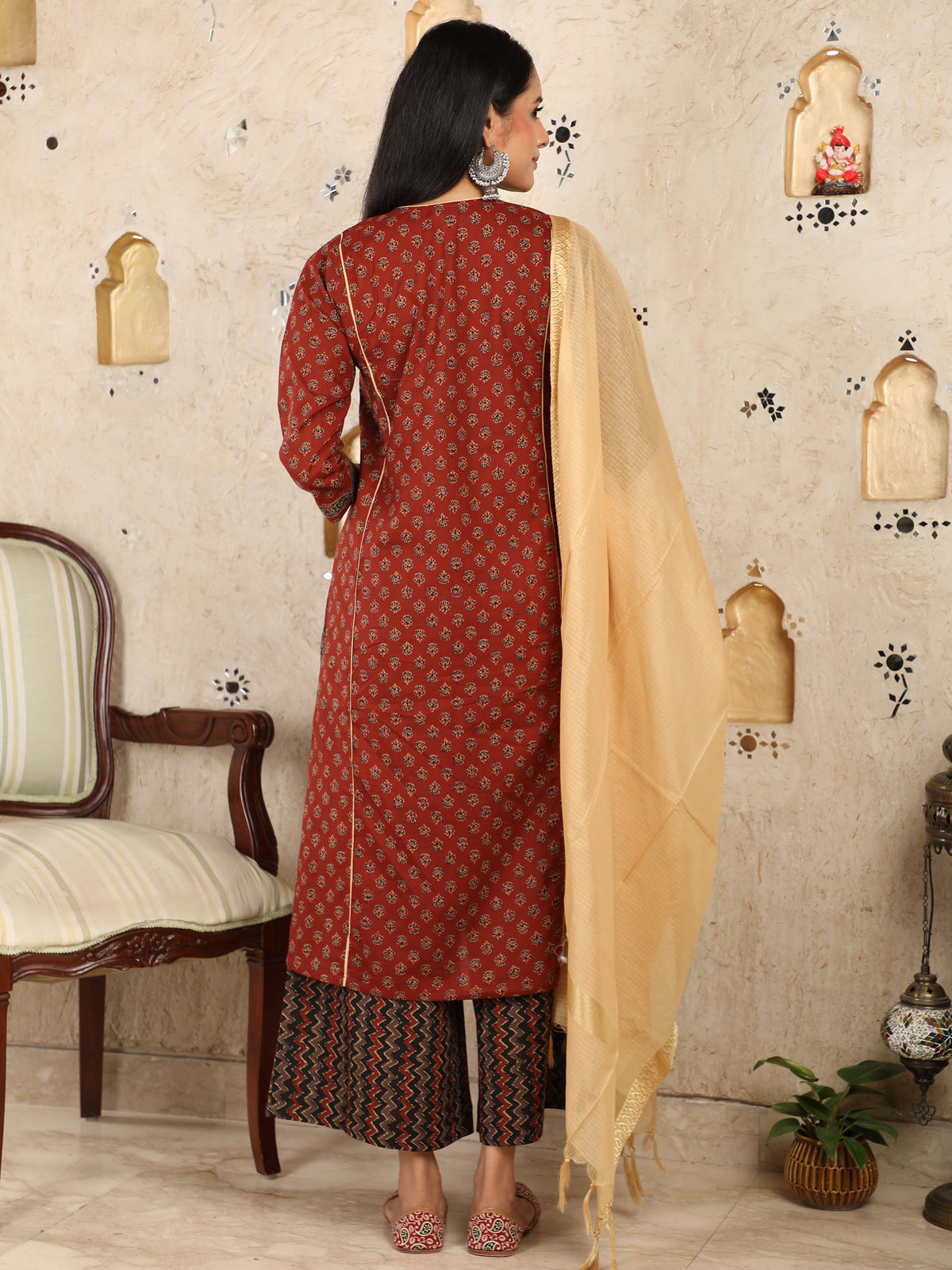 Ajrakh Print Rust Kurta UCK22056